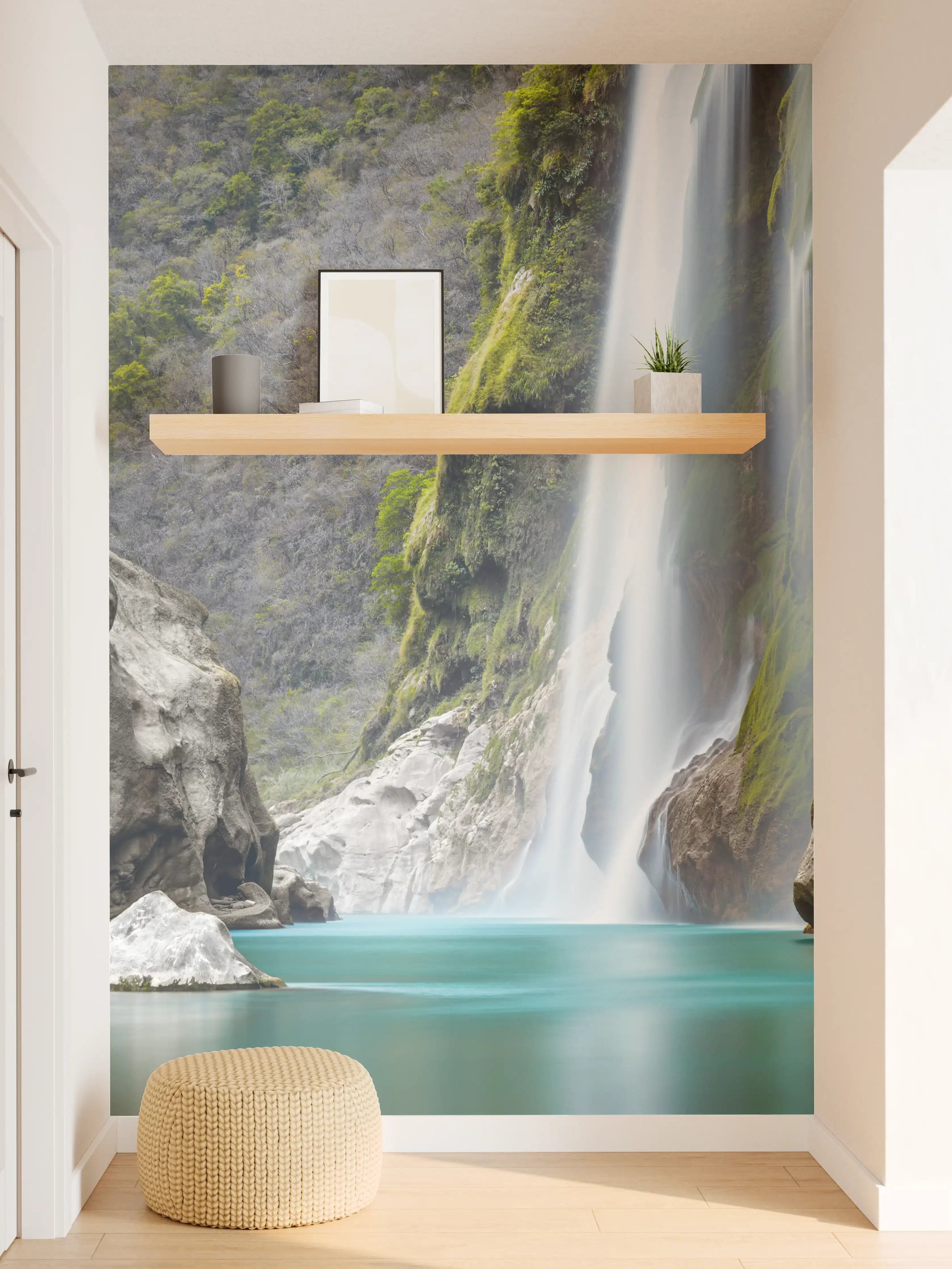 Wandverkleidung Flur - Naturwasserfall in atemberaubender Kulisse