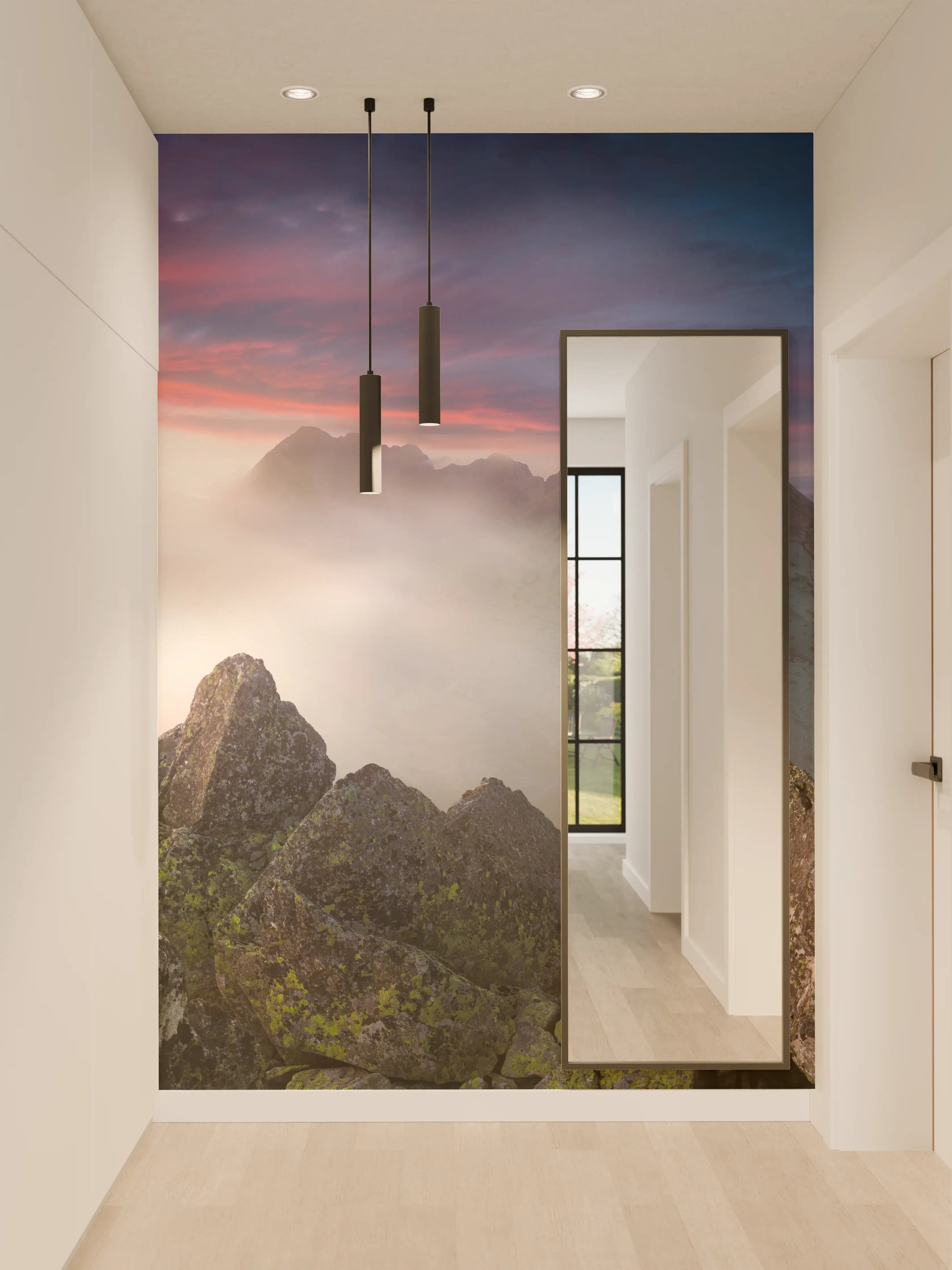 Wandverkleidung Flur - Nebeliger Blick auf Fairytale Berge, Slowakei