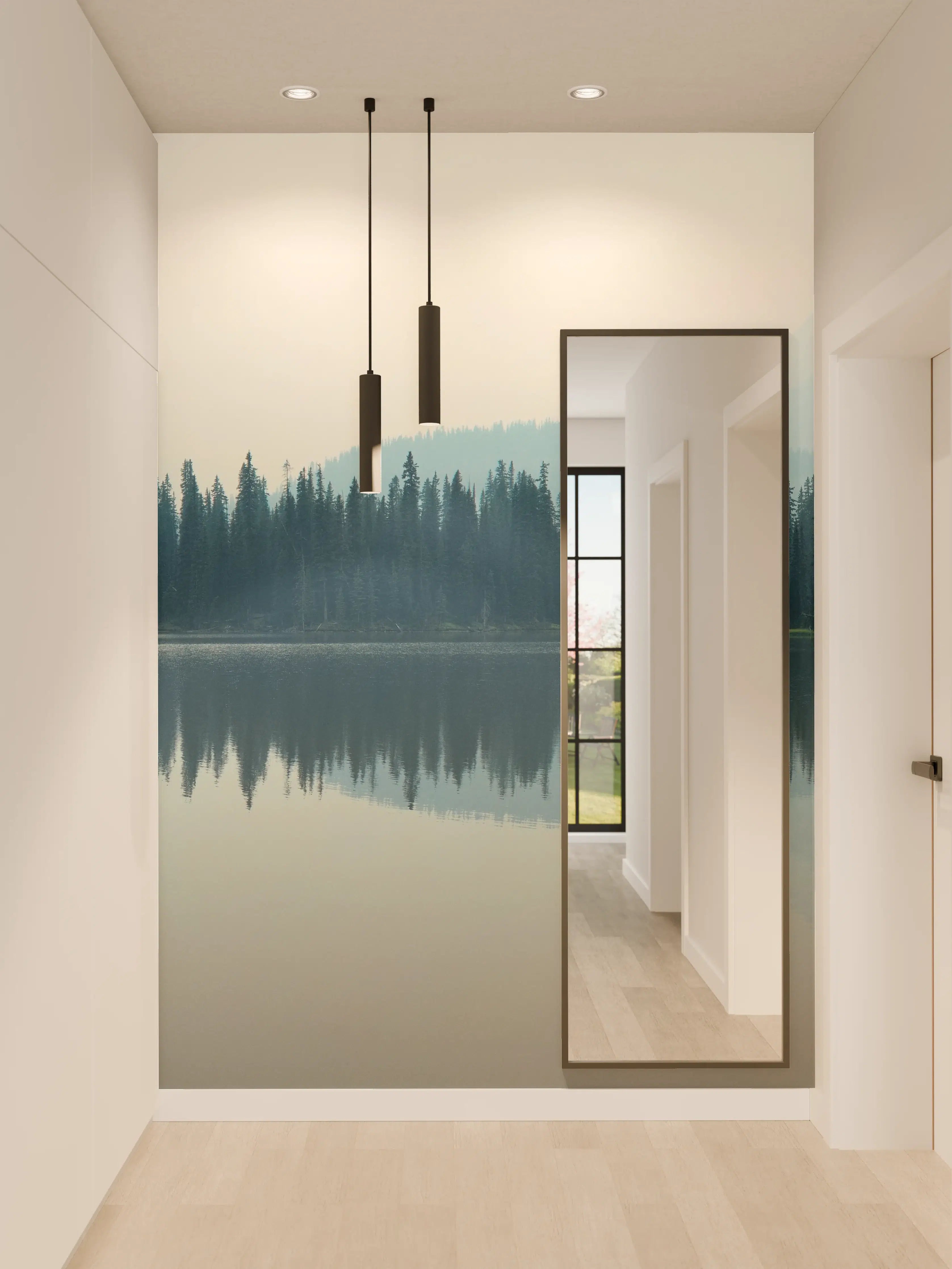 Wandverkleidung Flur - Nebliger Bergsee