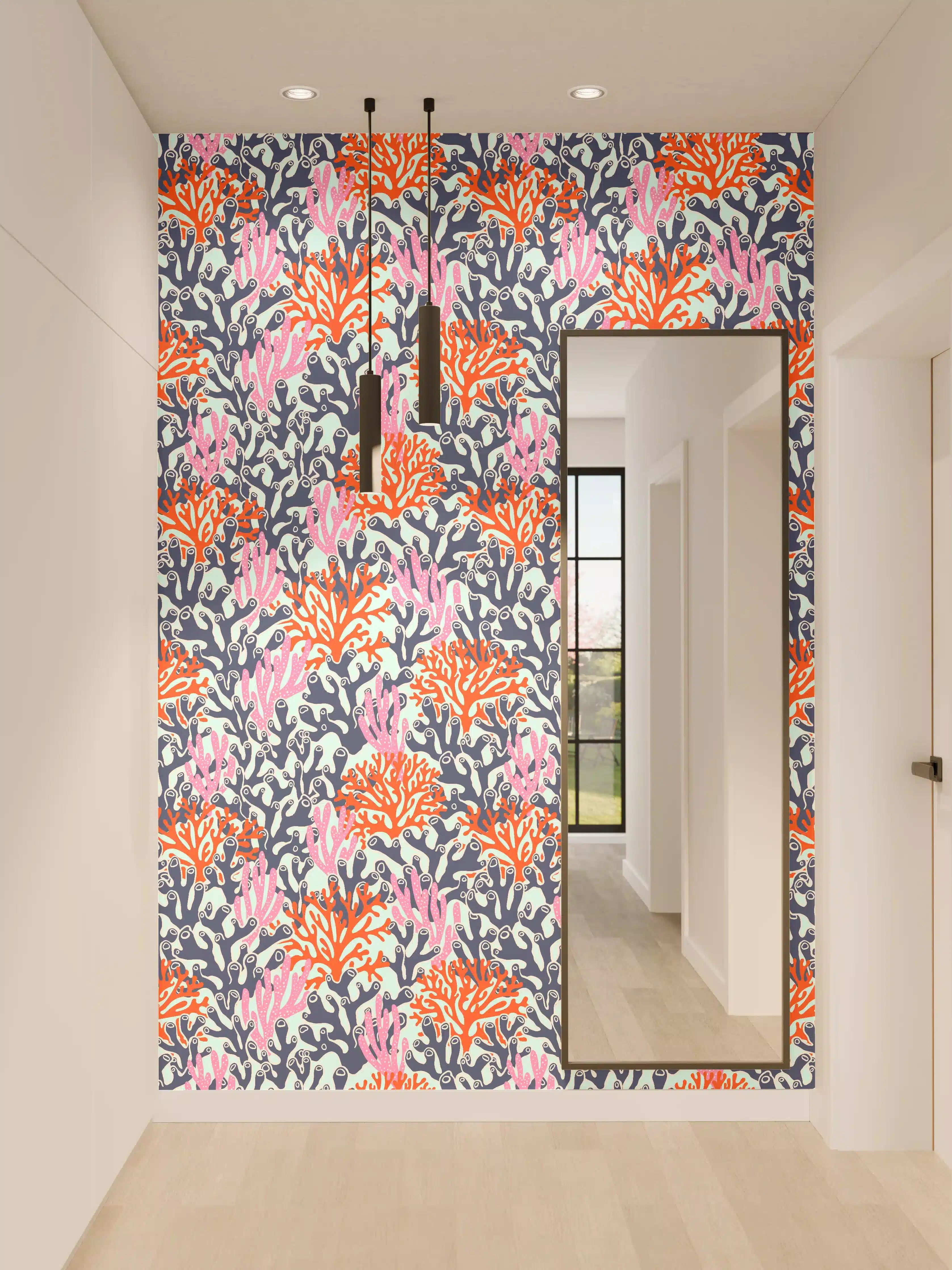 Wandverkleidung Flur - Neon-Korallen Blau Orange Pink