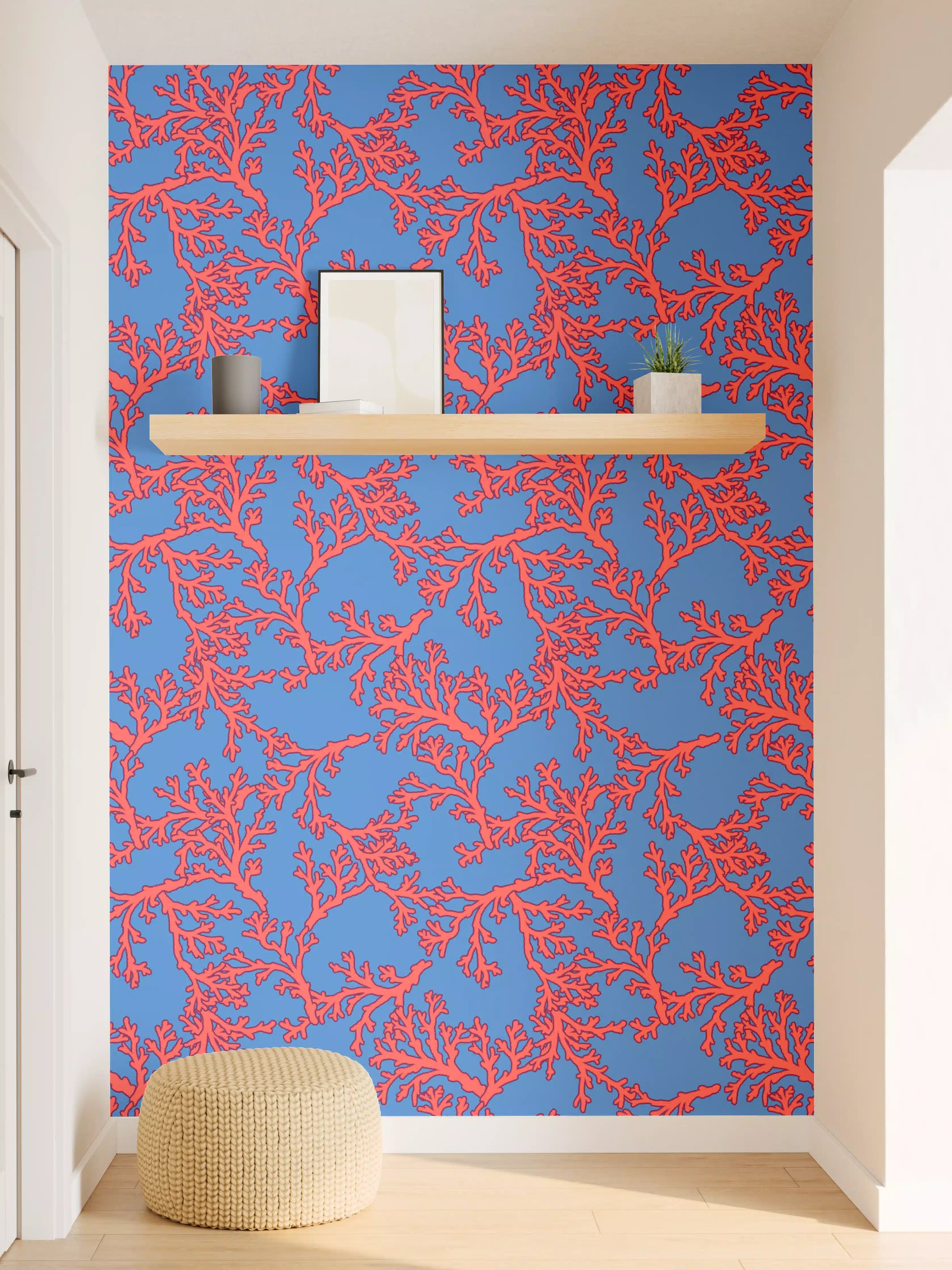 Wandverkleidung Flur - Neon-Korallen Blau-Rot