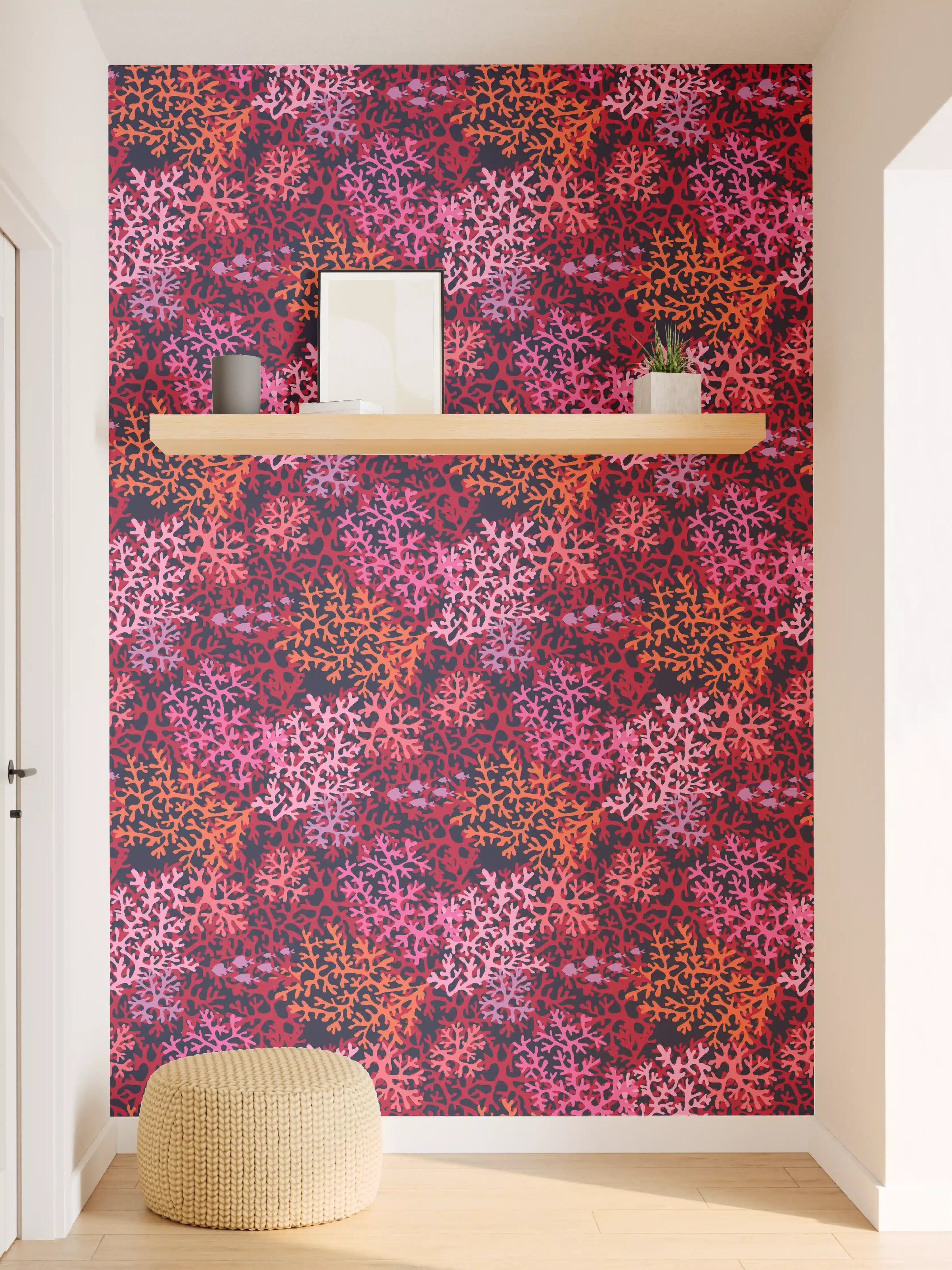Wandverkleidung Flur - Neon-Korallen Pink Muster