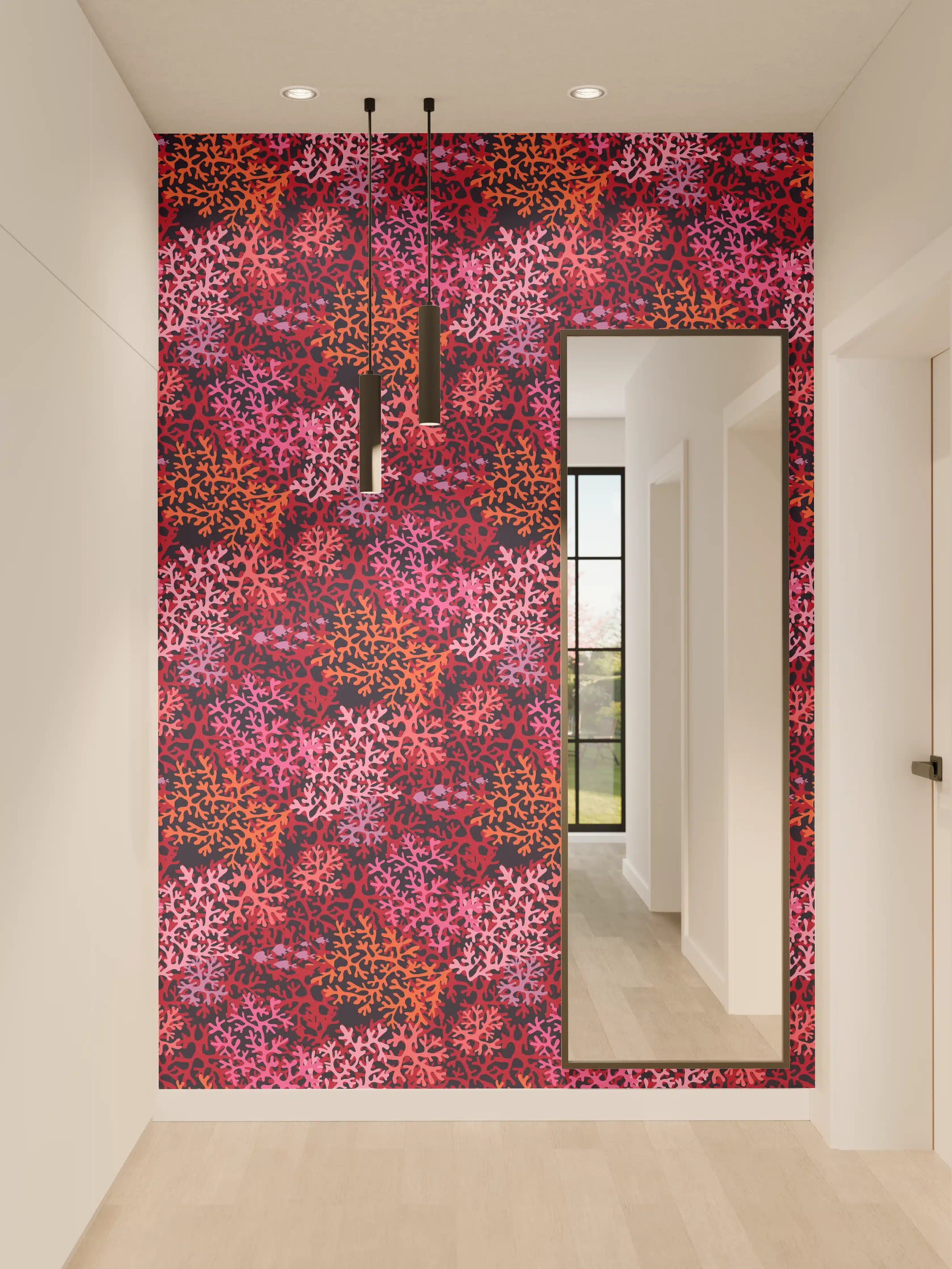 Wandverkleidung Flur - Neon-Korallen Pink Muster