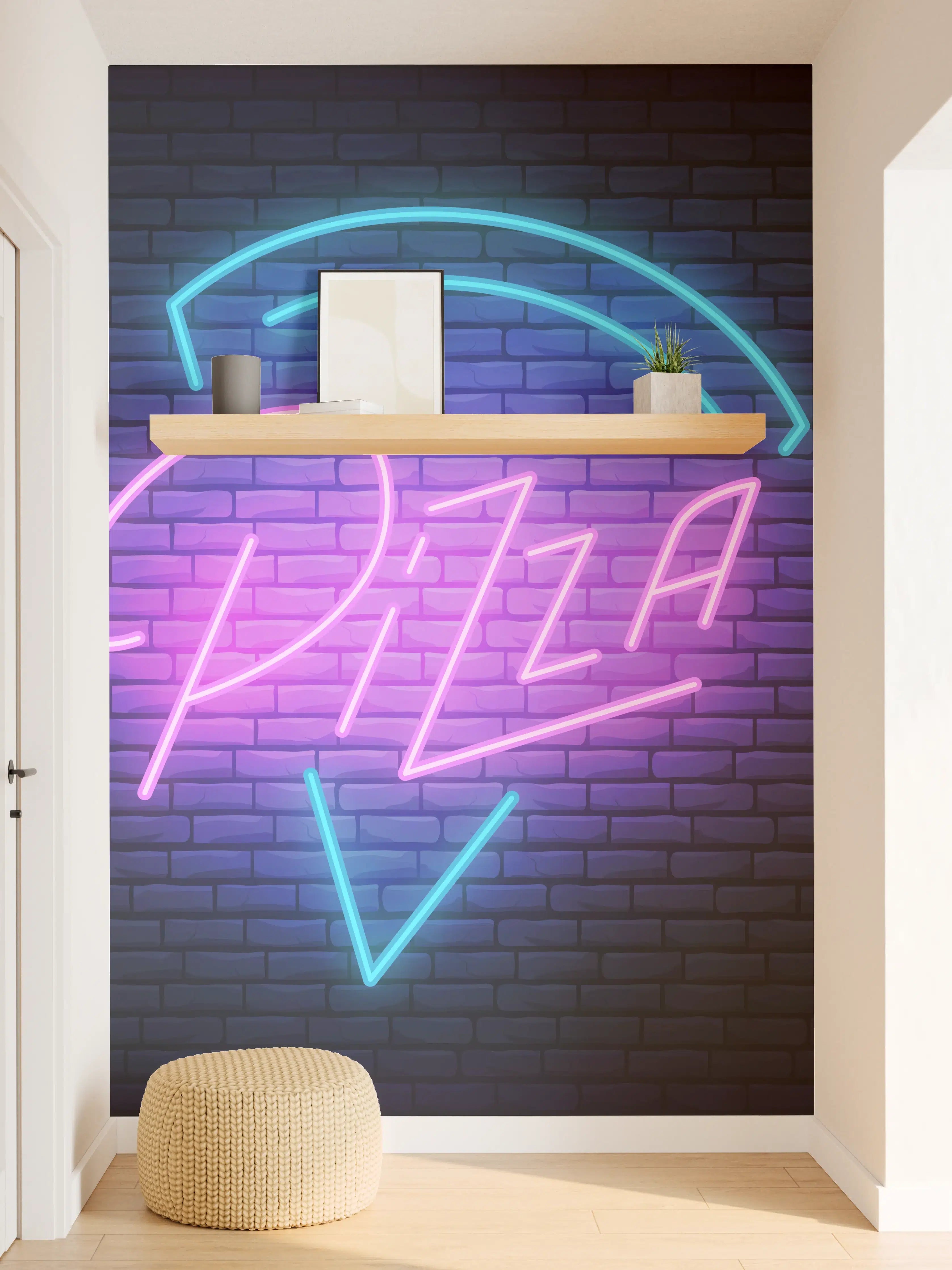 Wandverkleidung Flur - Neon Pizza Schild