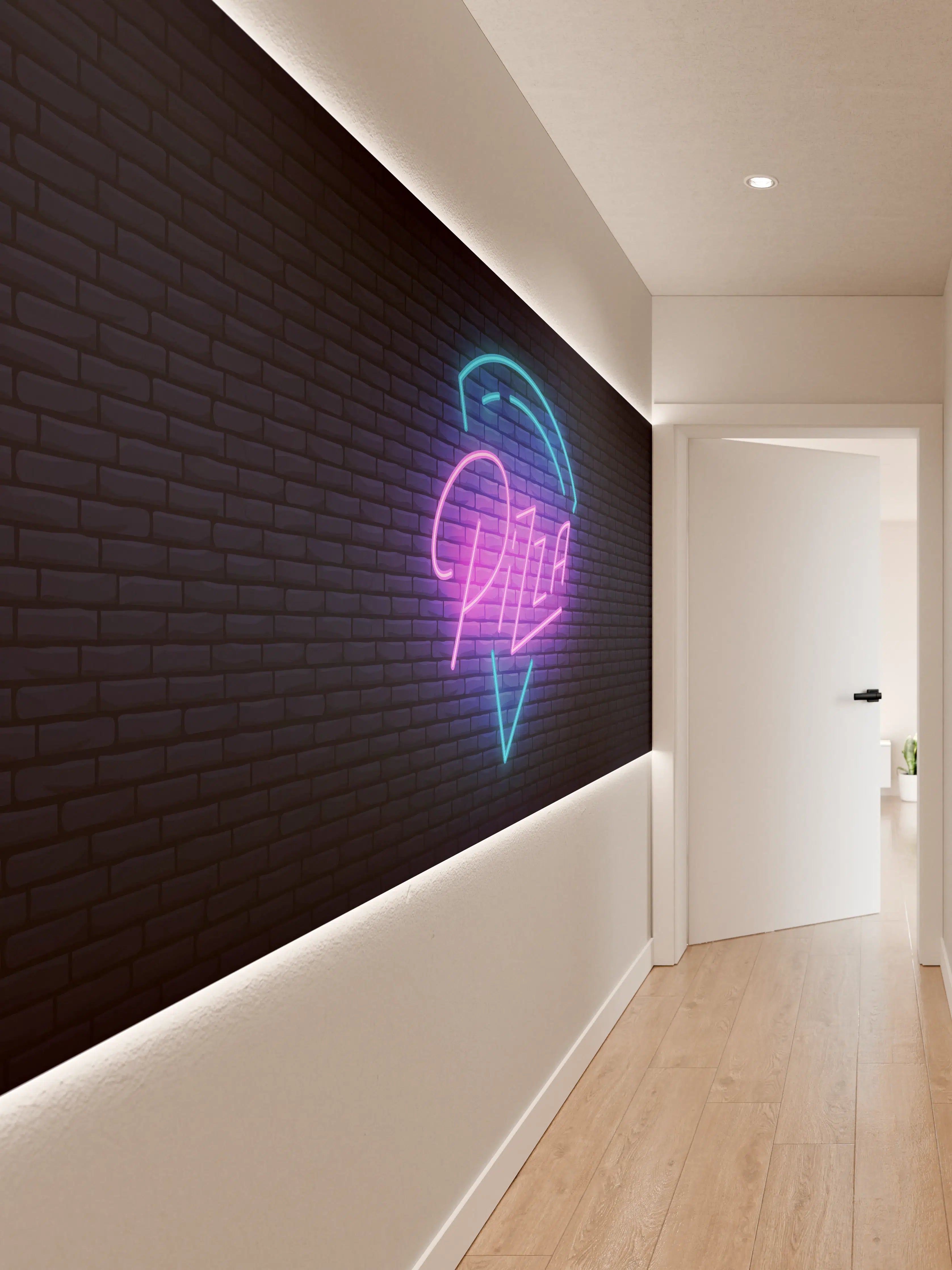 Wandverkleidung Flur - Neon Pizza Schild
