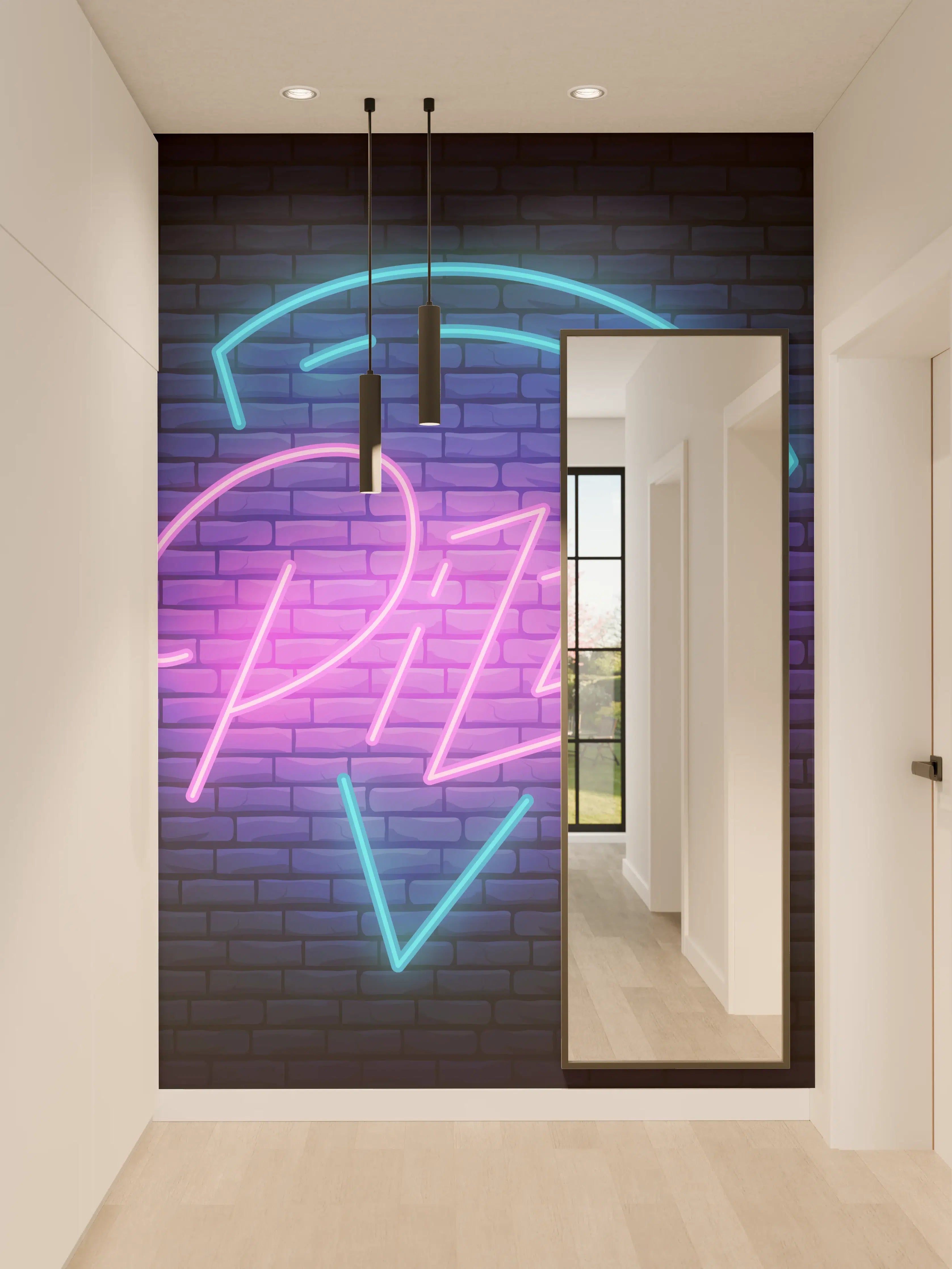 Wandverkleidung Flur - Neon Pizza Schild