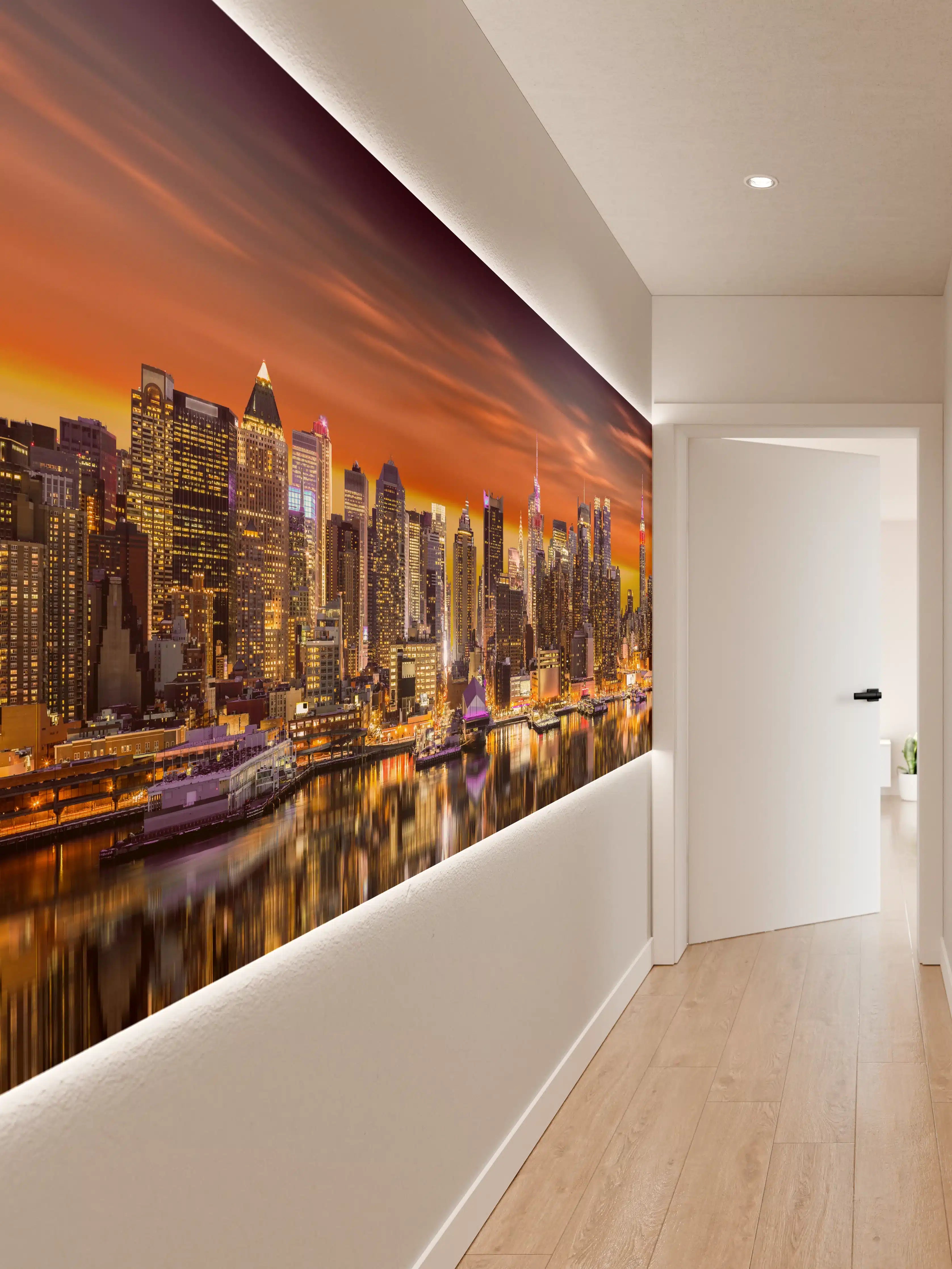 Wandverkleidung Flur - New York Skyline Sonnenuntergang