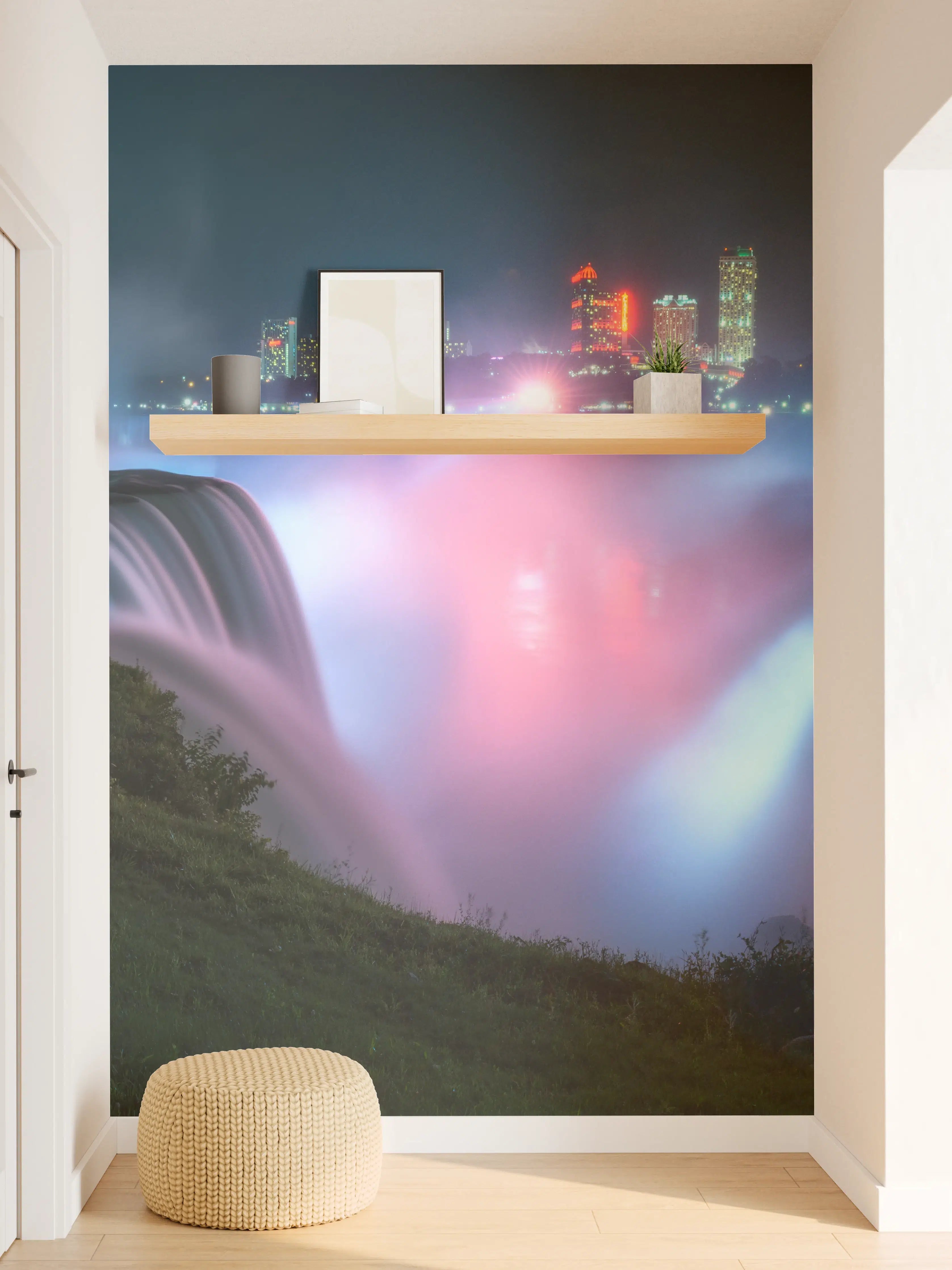 Wandverkleidung Flur - Niagarafälle bei Nacht