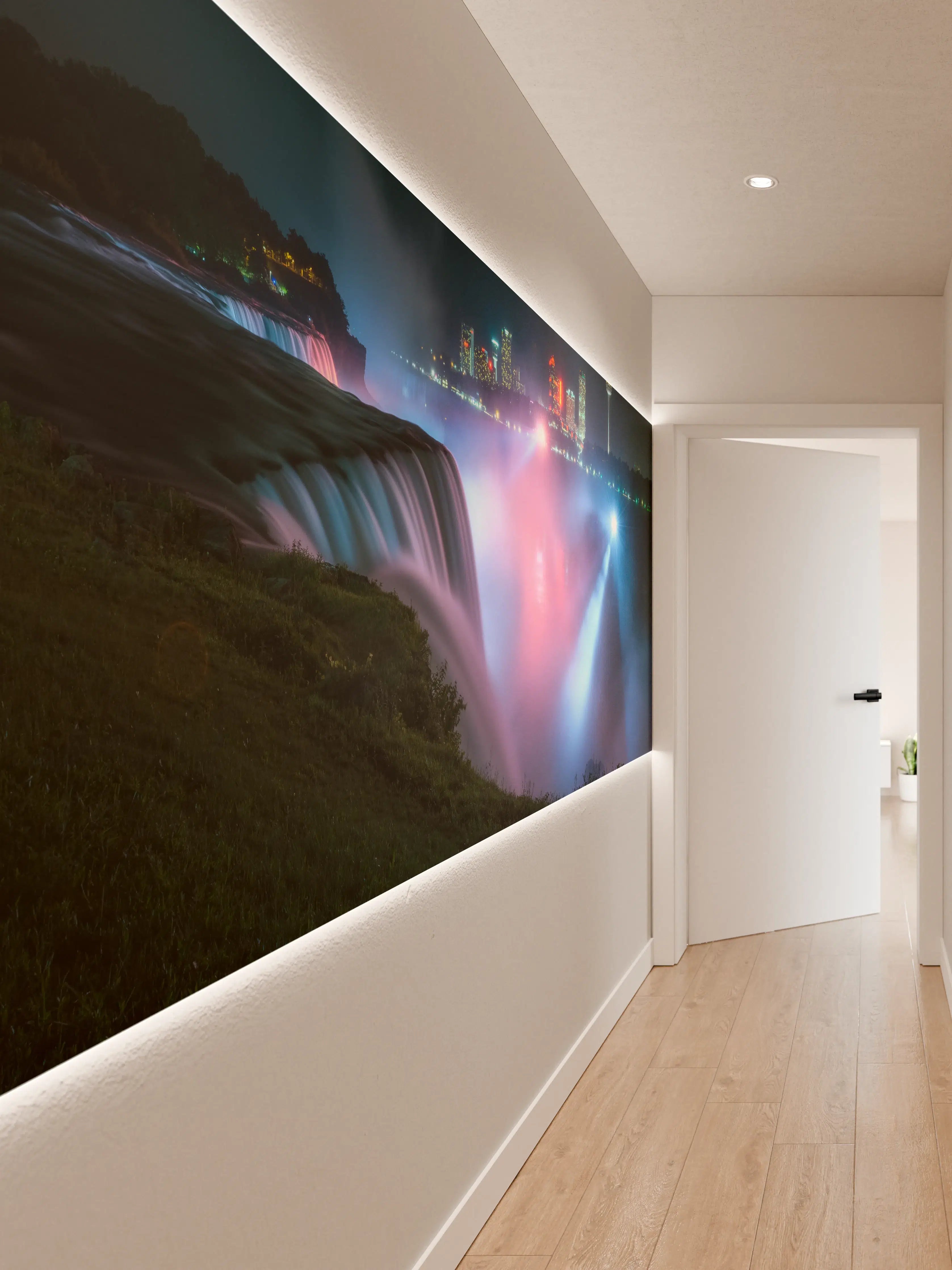 Wandverkleidung Flur - Niagarafälle bei Nacht