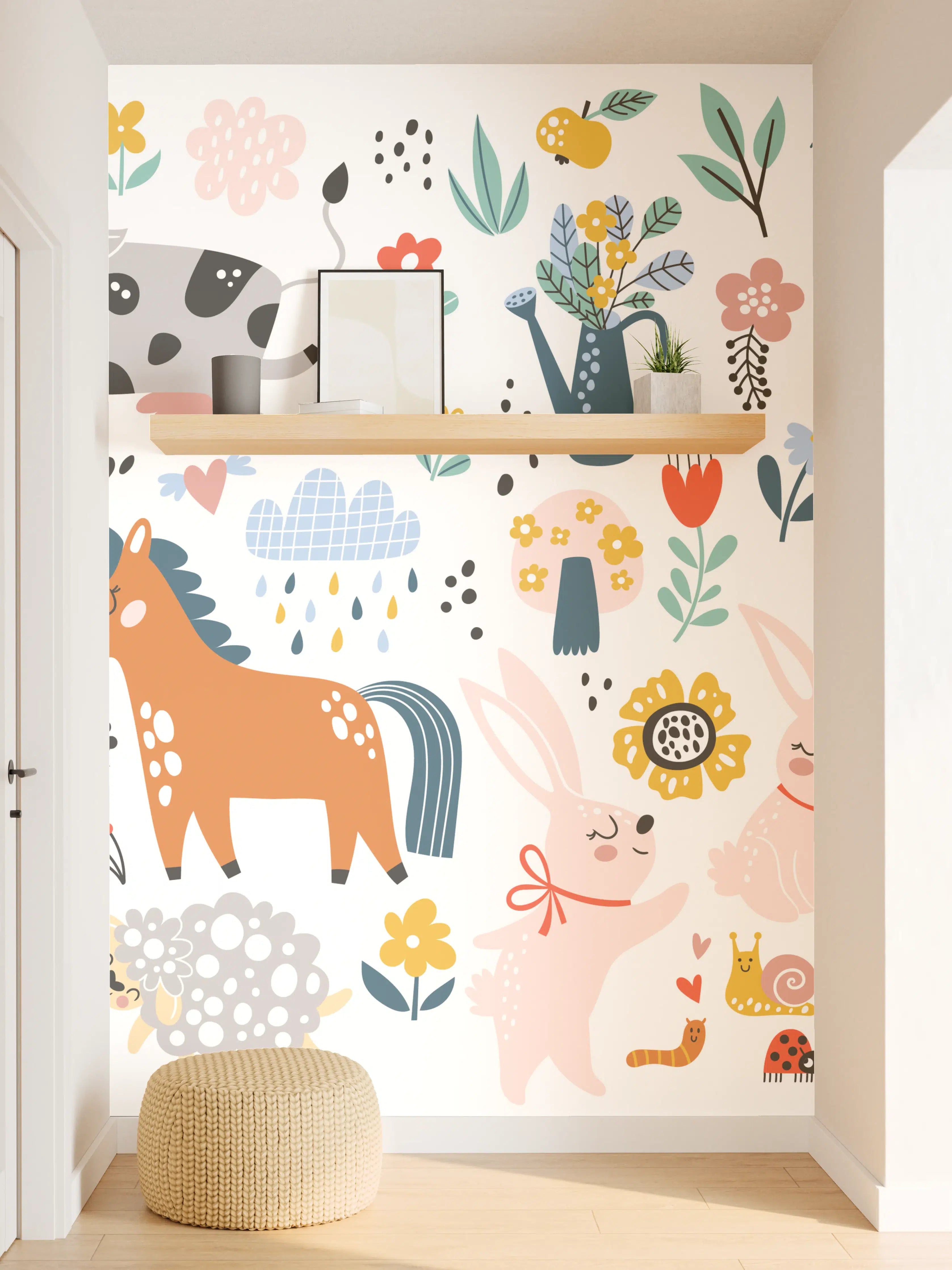 Wandverkleidung Flur - Niedliche Bauernhof-Tiere im Kinderzimmer