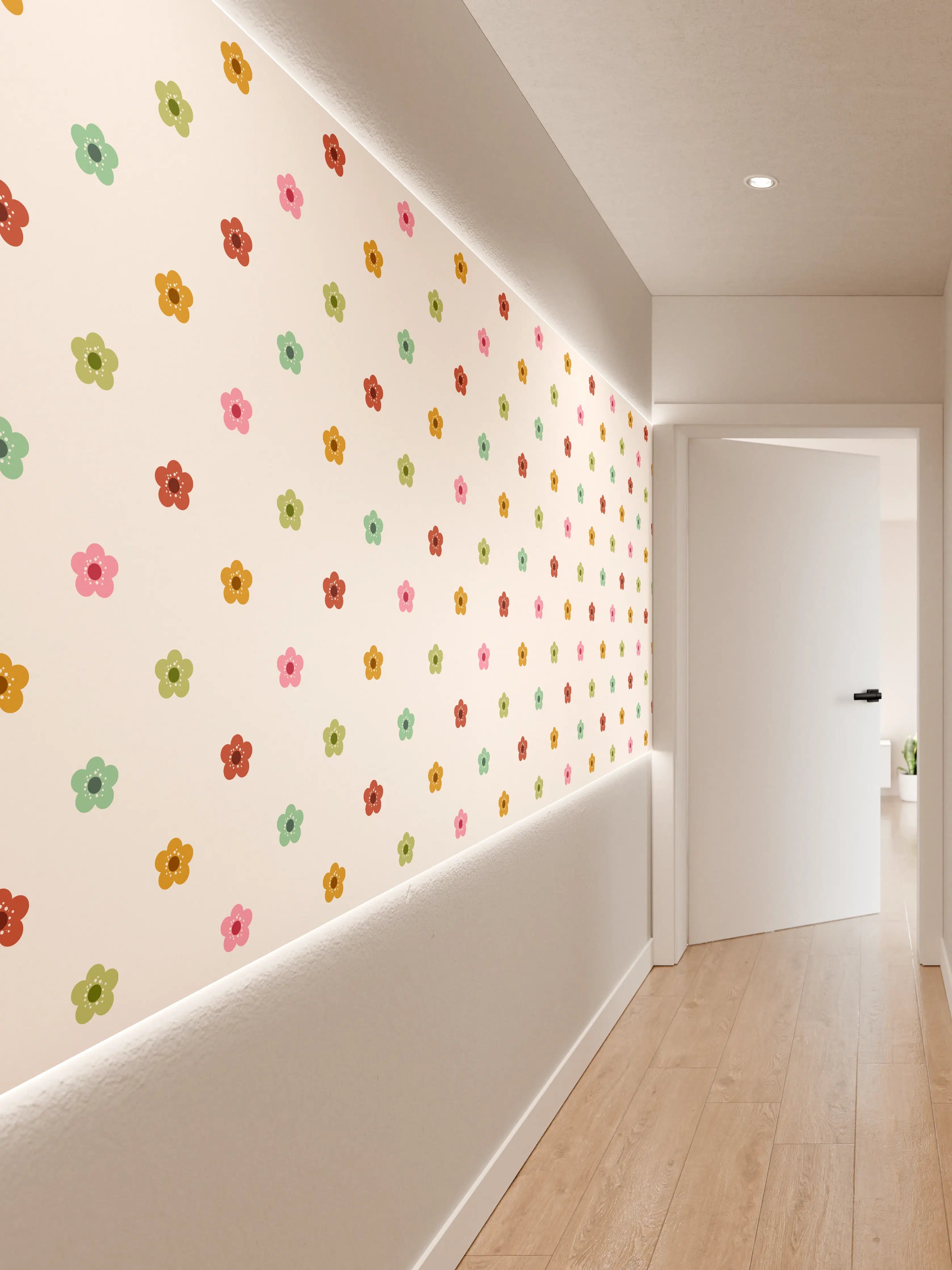 Wandverkleidung Flur - Niedliche bunte Blumendekoration