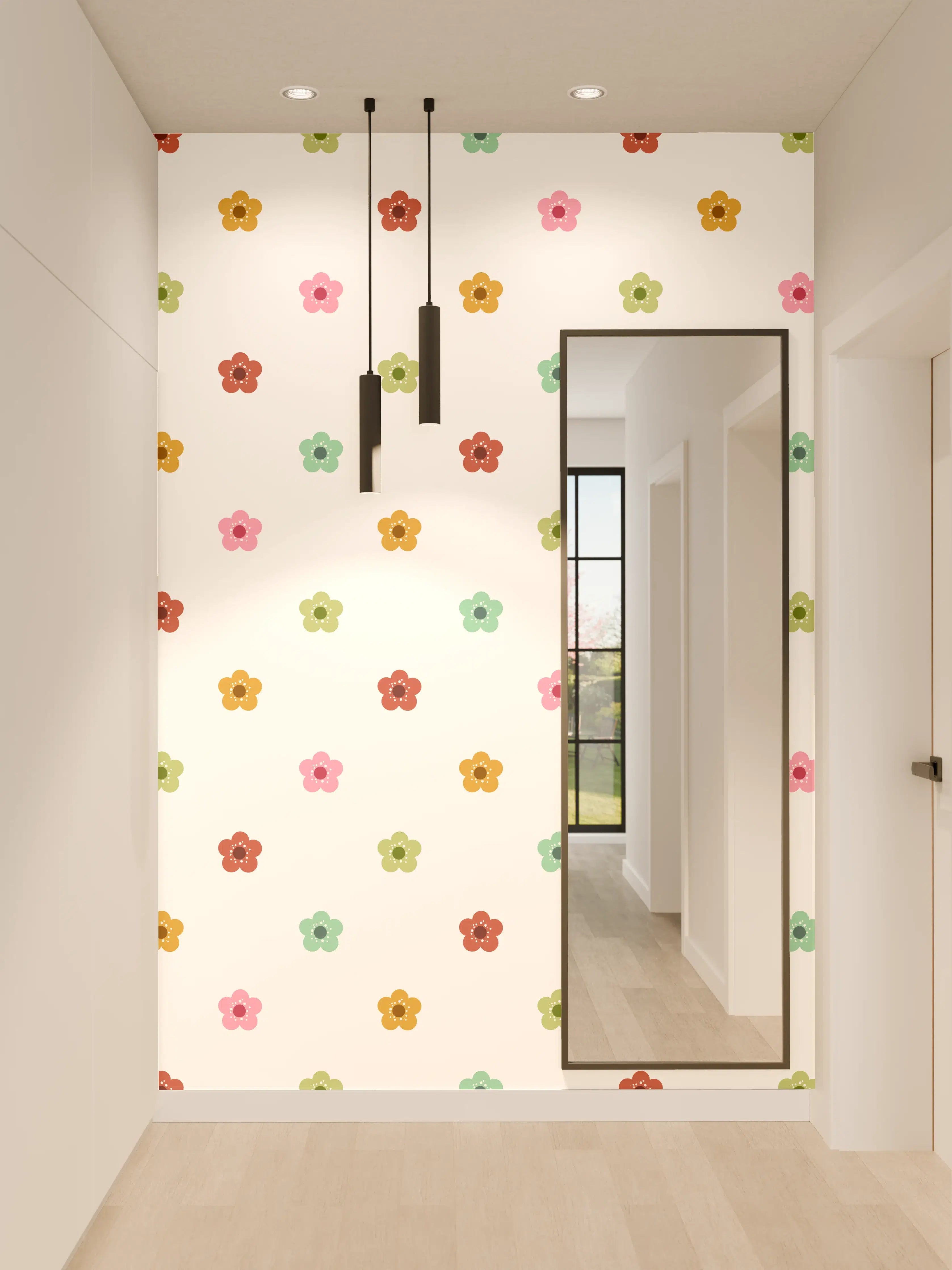 Wandverkleidung Flur - Niedliche bunte Blumendekoration