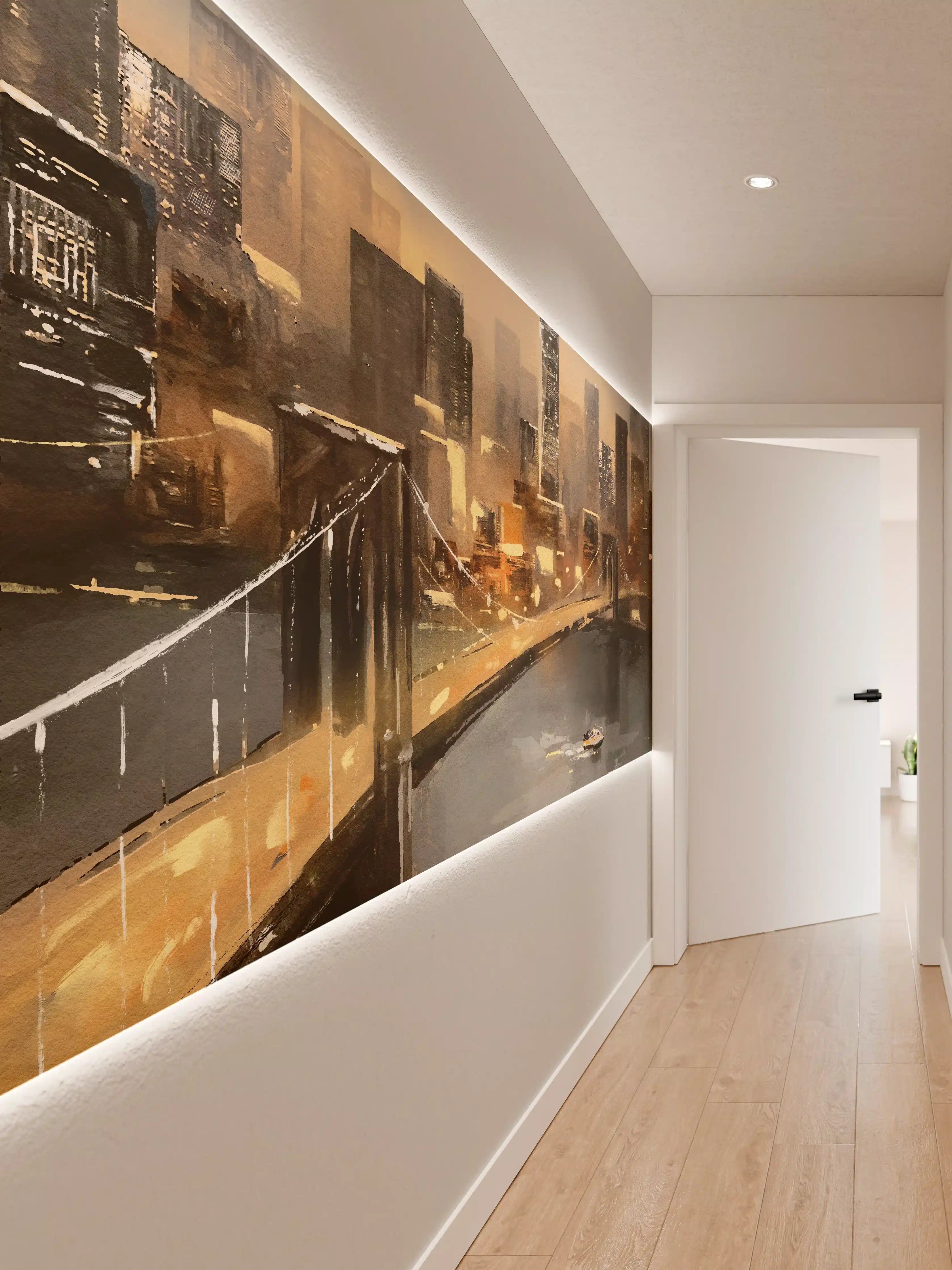 Wandverkleidung Flur - Ölgemälde auf Leinwand - Ansicht von New York