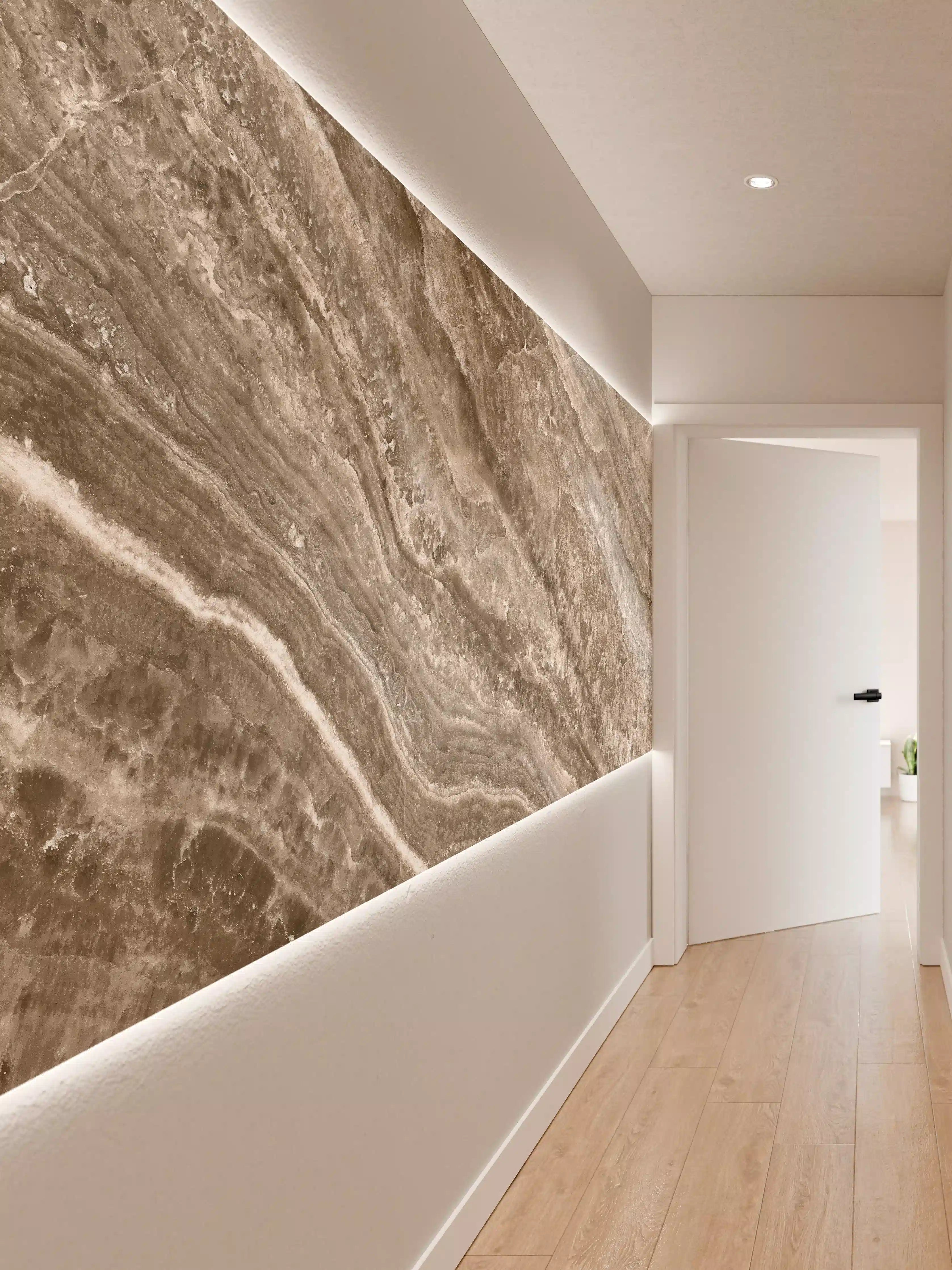 Wandverkleidung Flur - Onyx Marmortextur