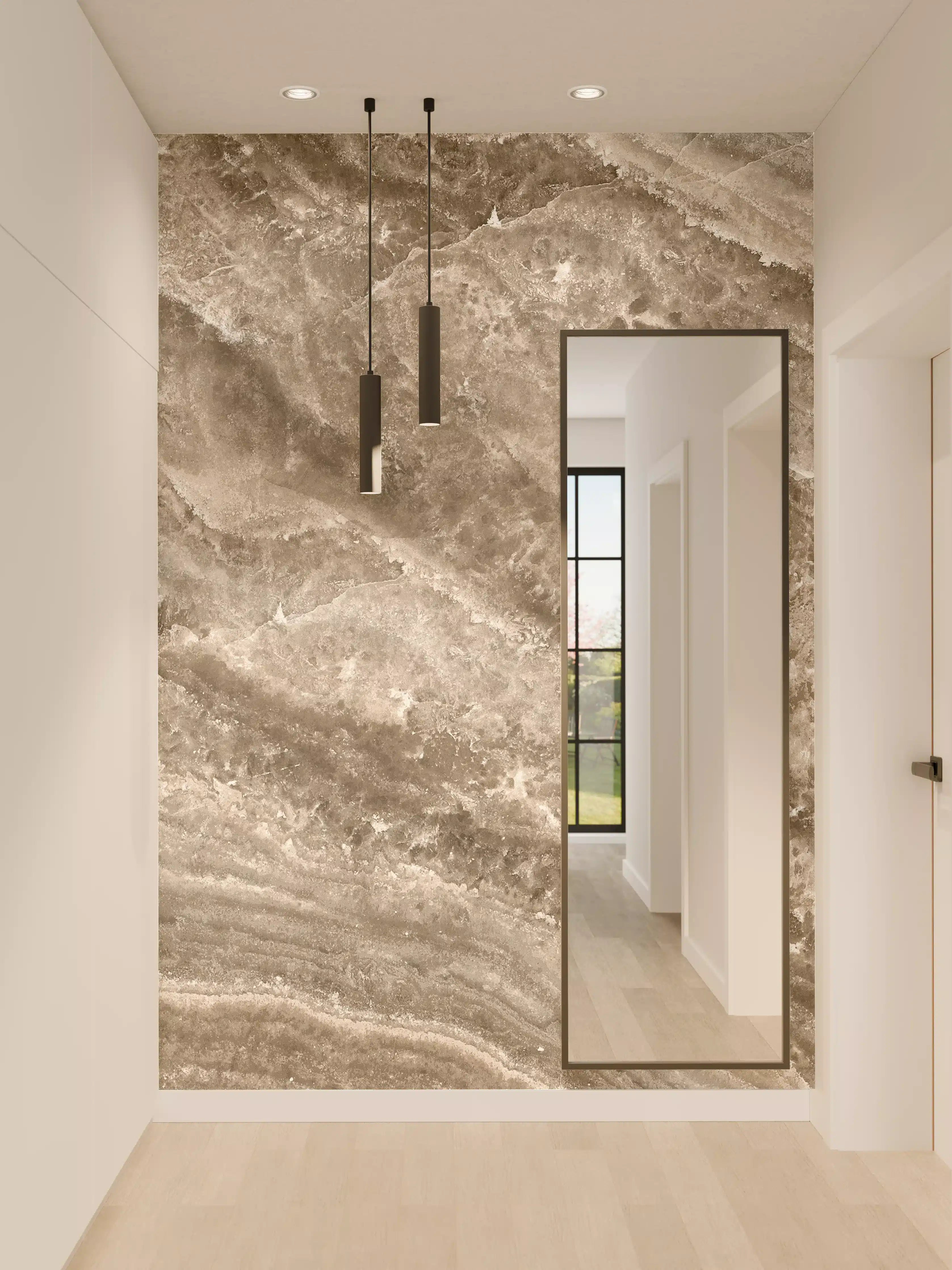 Wandverkleidung Flur - Onyx Marmortextur