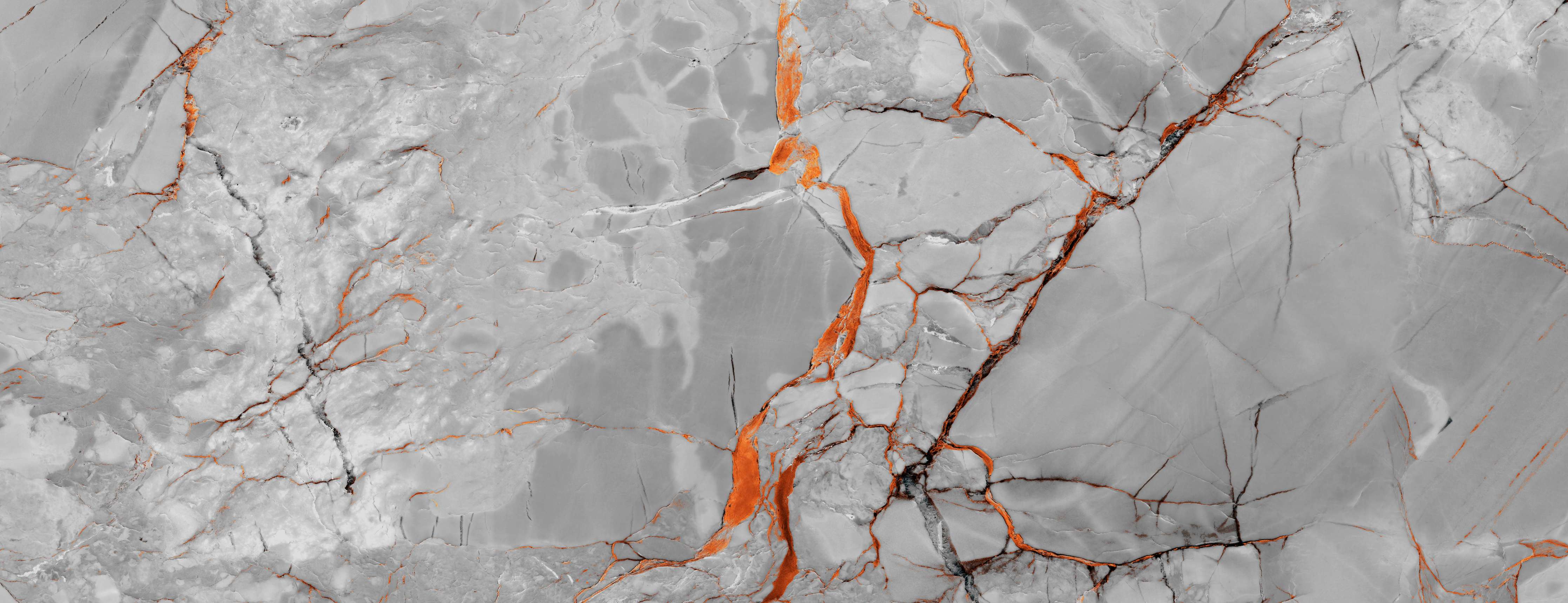 Wandverkleidung Flur-Orange-Weiß natürliche Marmortextur