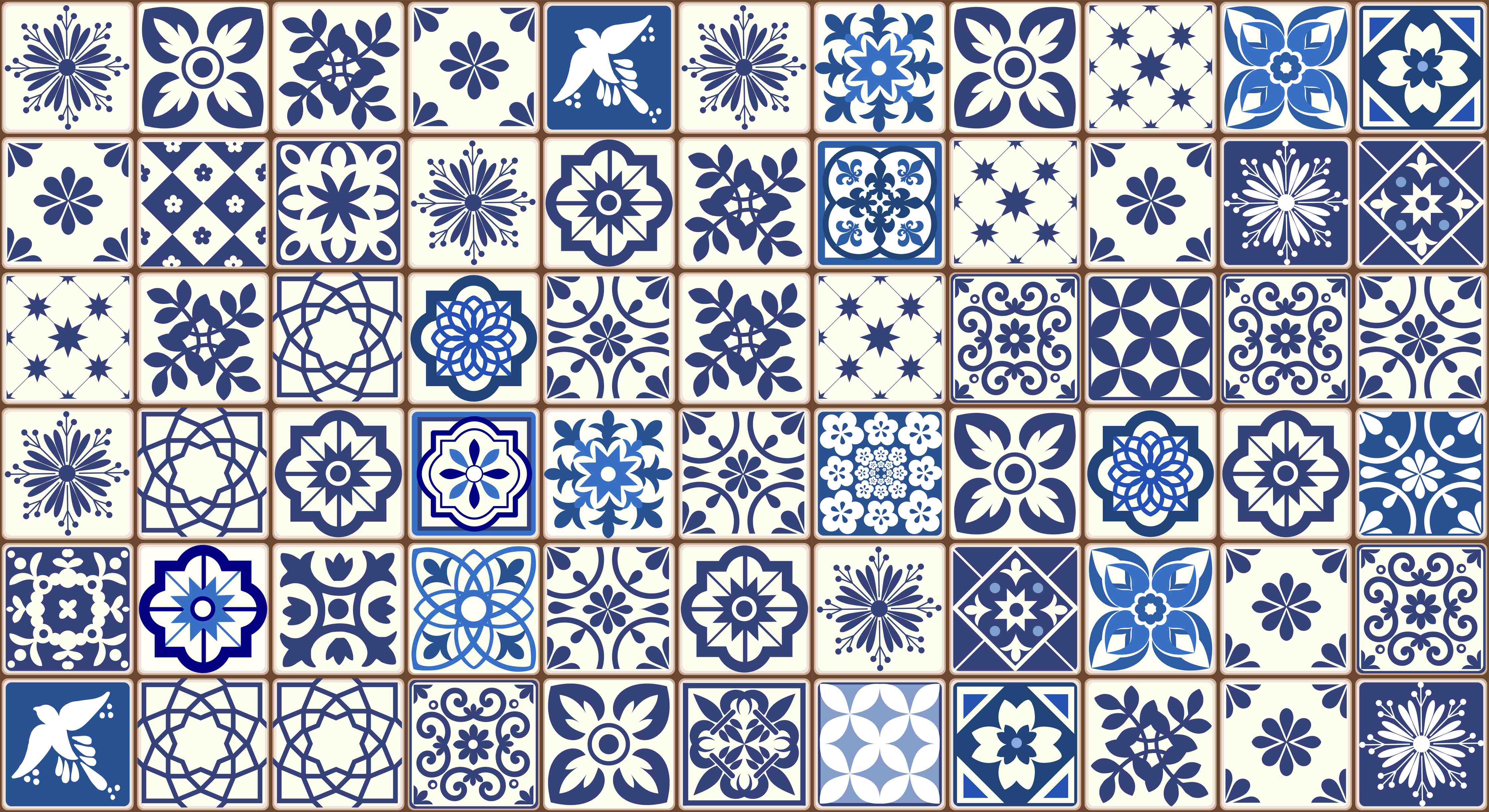Wandverkleidung Flur-Orientalische blaue Fliesen