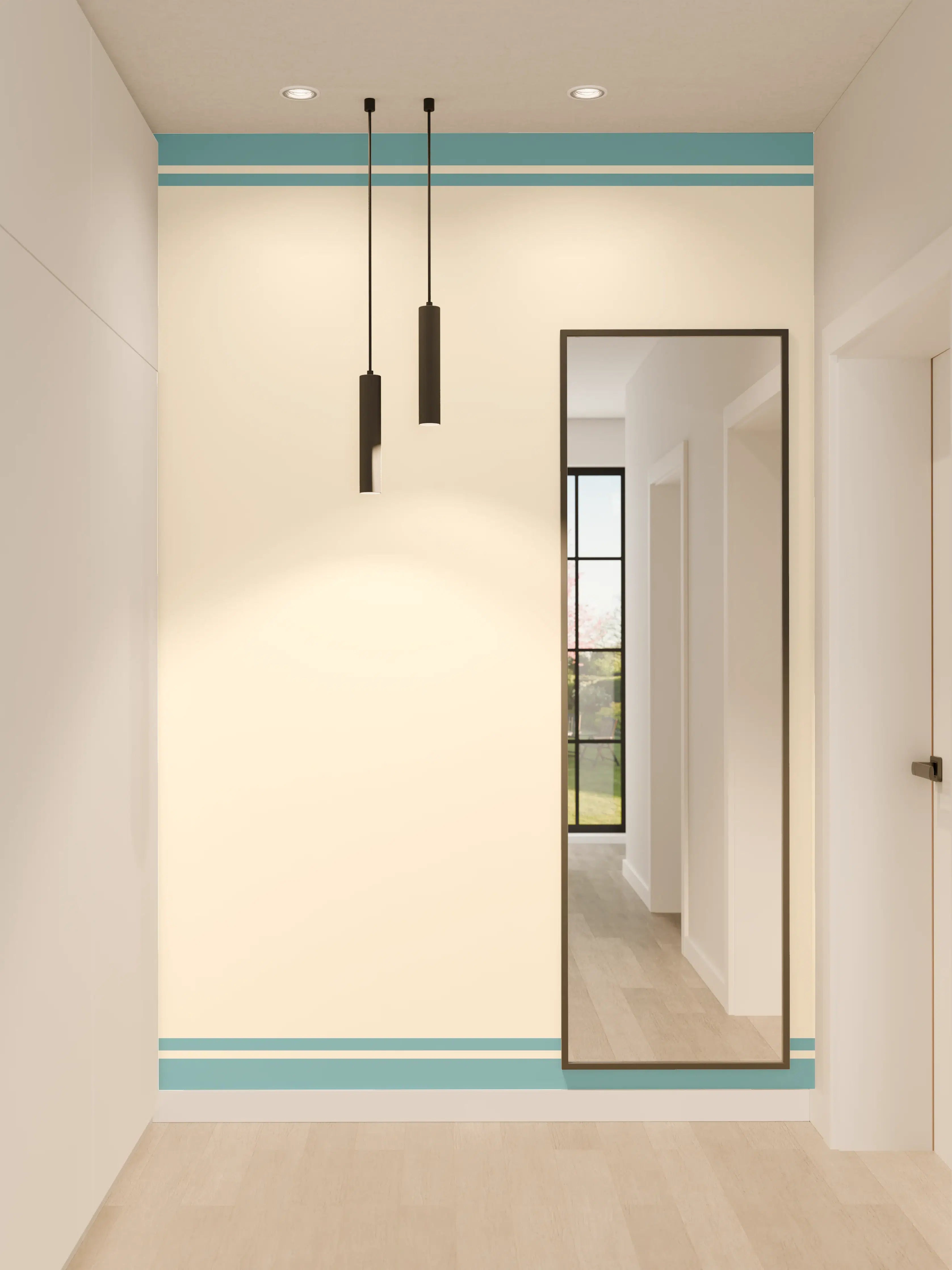 Wandverkleidung Flur - Orientalischer Rahmen Blau-Gold