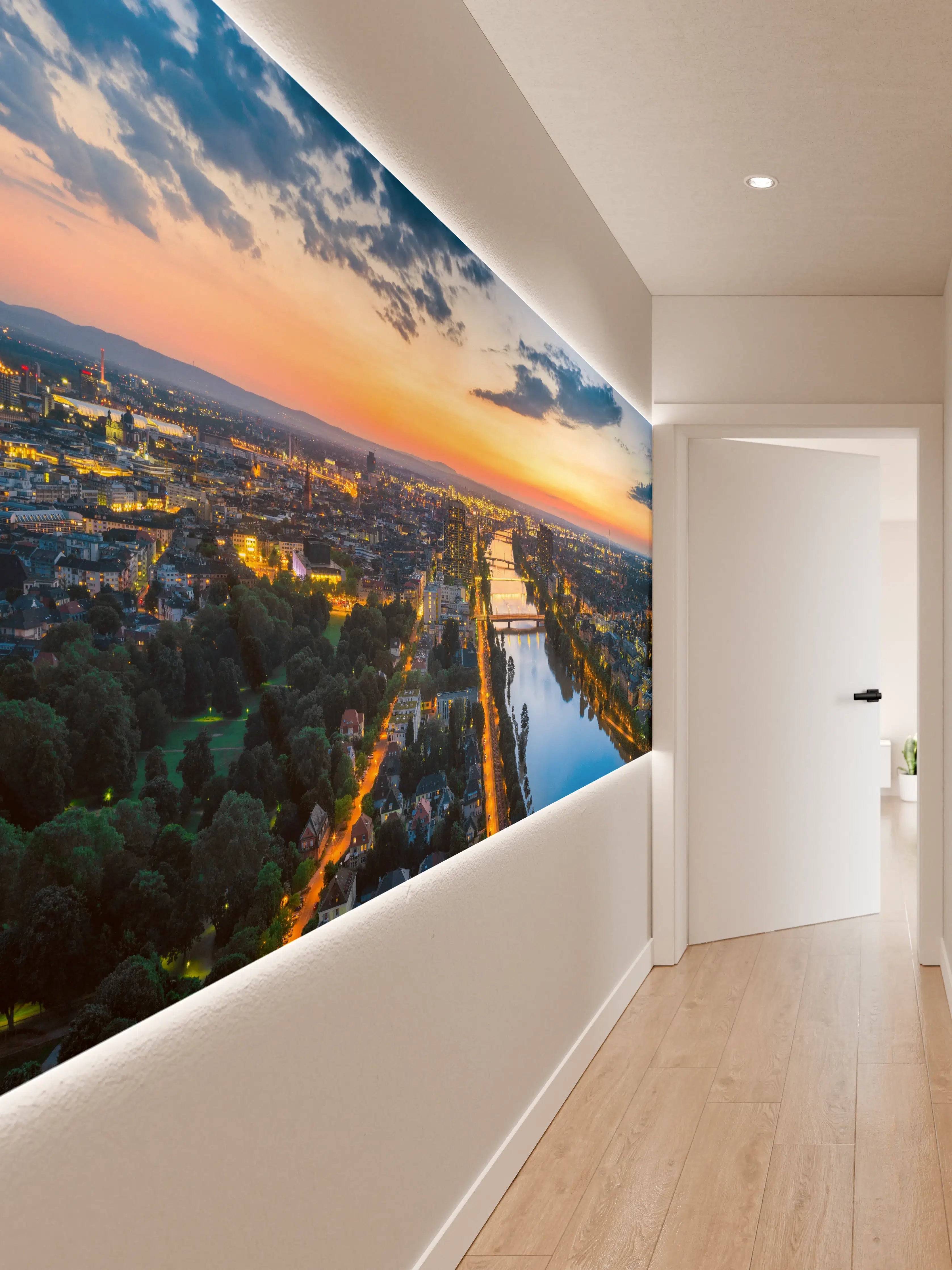 Wandverkleidung Flur - Panorama Mannheim und Ludwigshafen