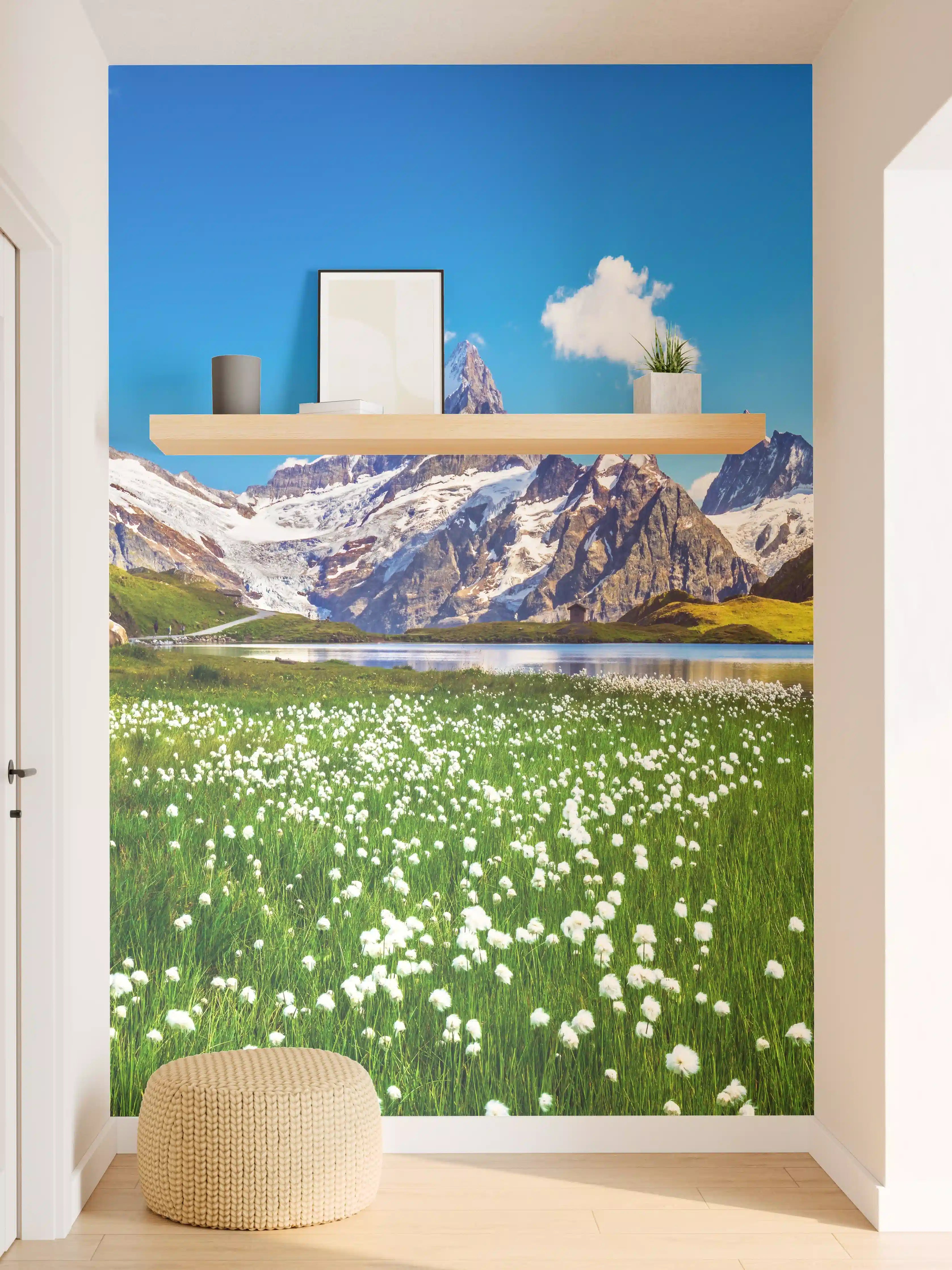 Wandverkleidung Flur - Panorama der Alpen mit Bergsee