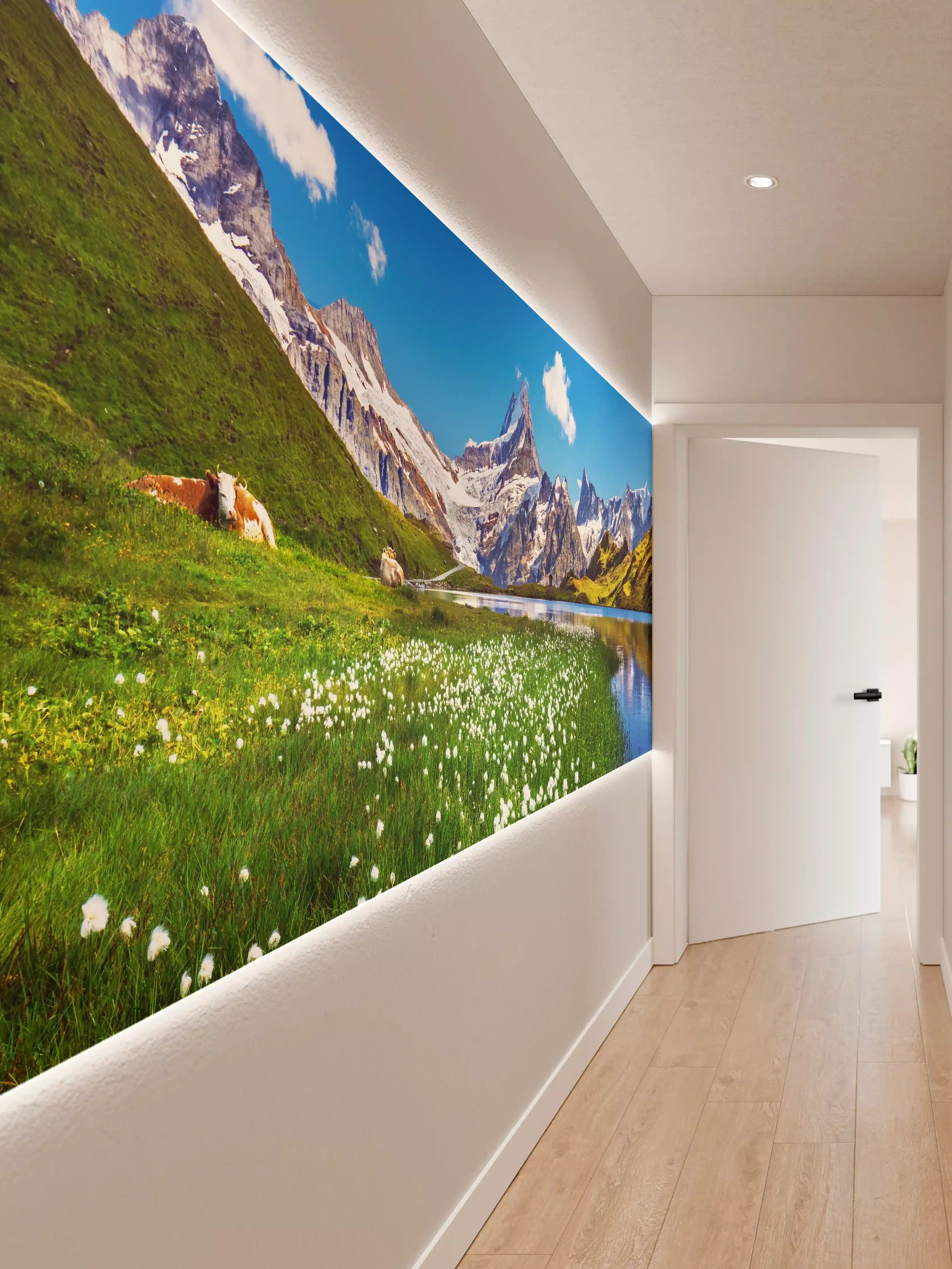 Wandverkleidung Flur - Panorama der Alpen mit Bergsee