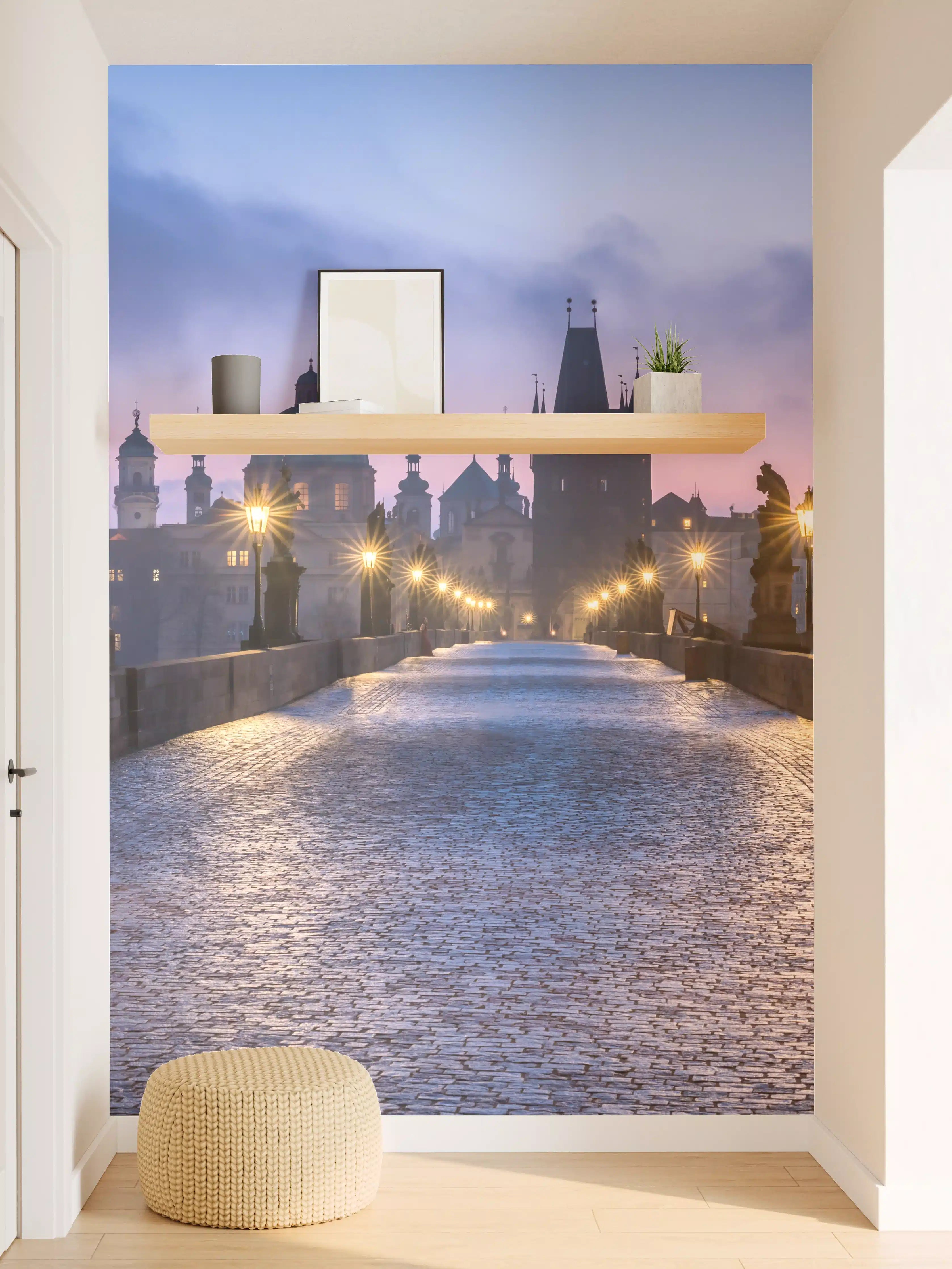 Wandverkleidung Flur - Panorama der Karlsbrücke in Prag