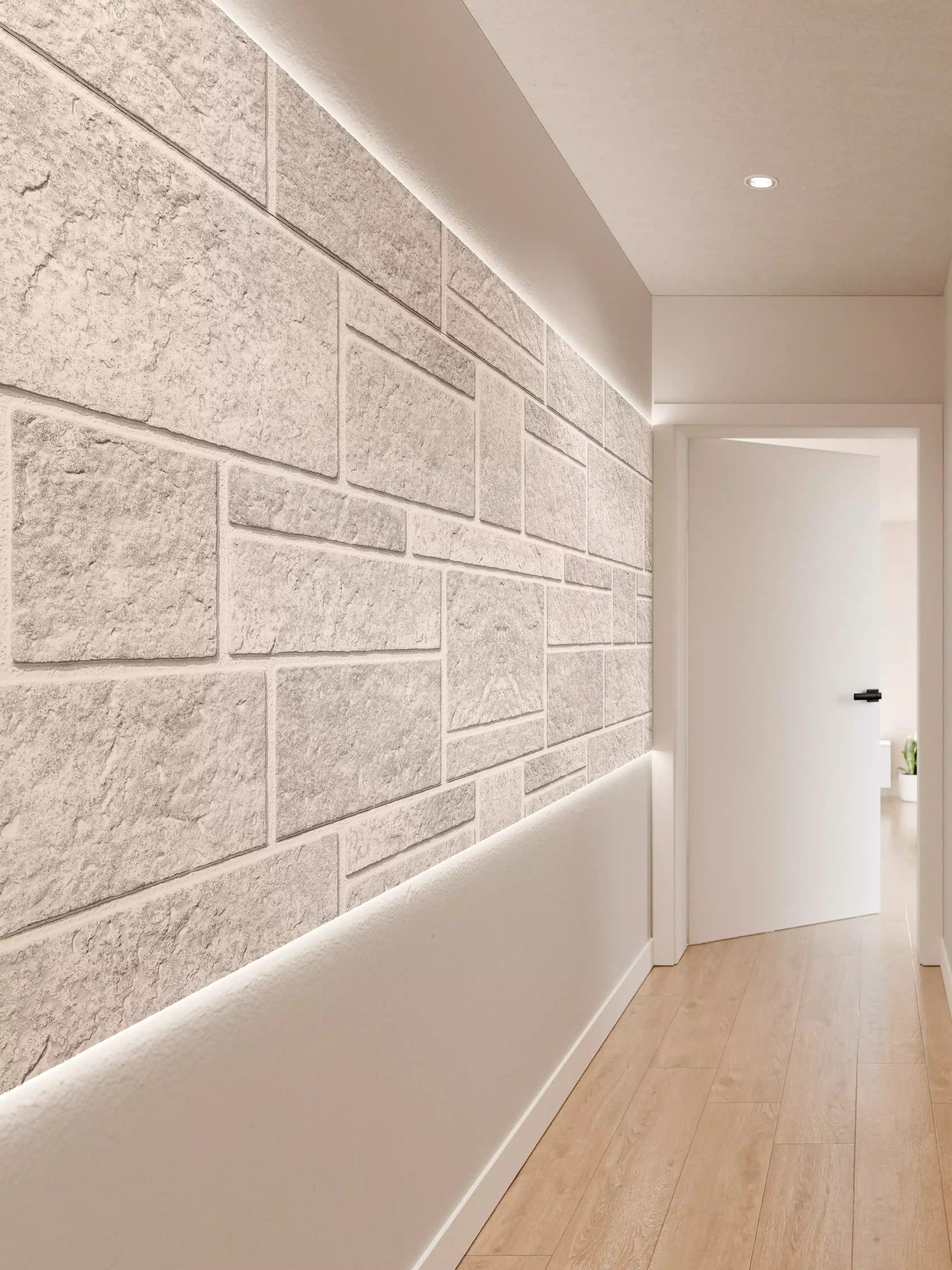 Wandverkleidung Flur - Panorama der rauen weißen Betonfliesen