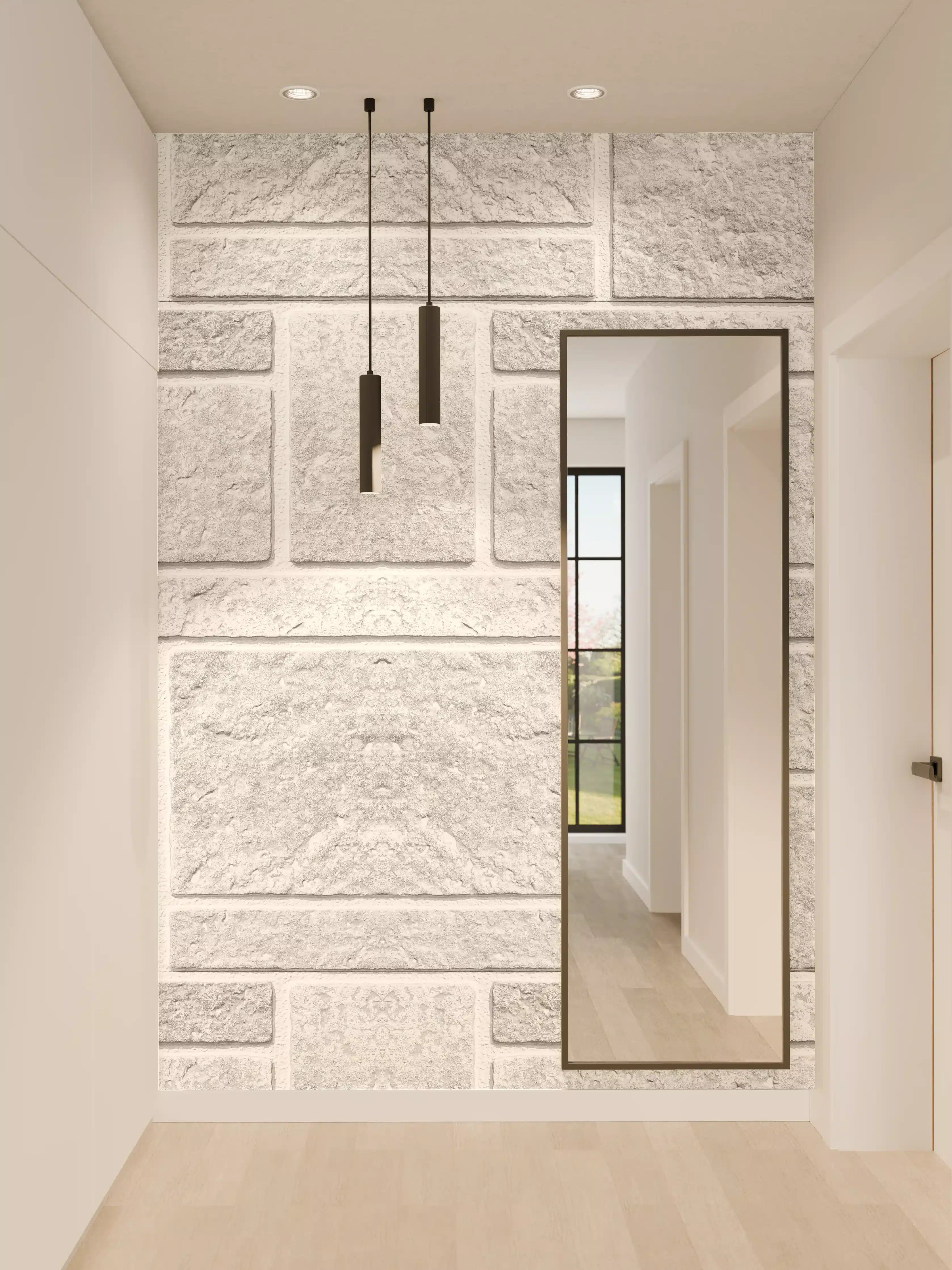 Wandverkleidung Flur - Panorama der rauen weißen Betonfliesen