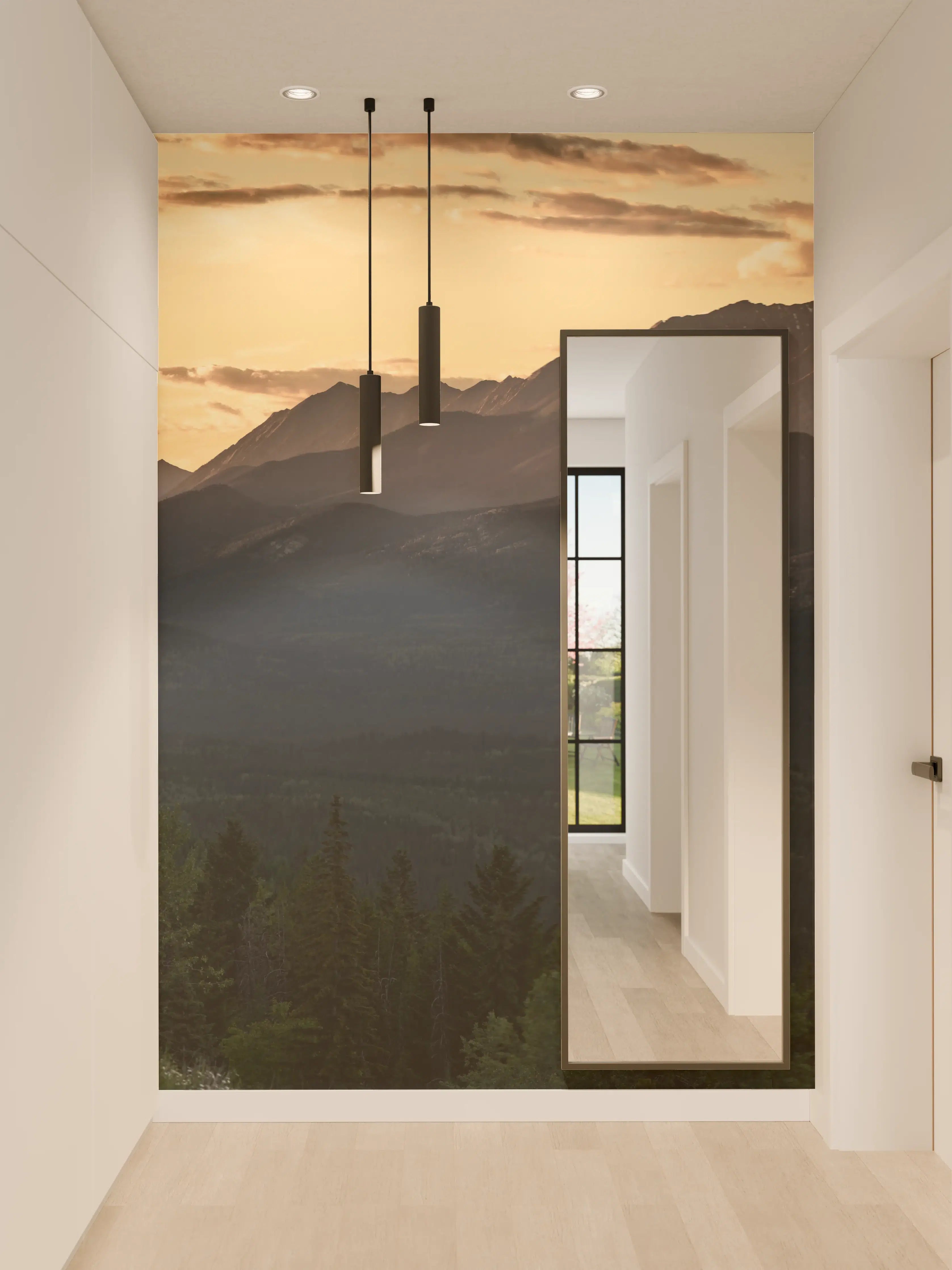 Wandverkleidung Flur - Panorama des Kooteney Valley bei Sonnenuntergang