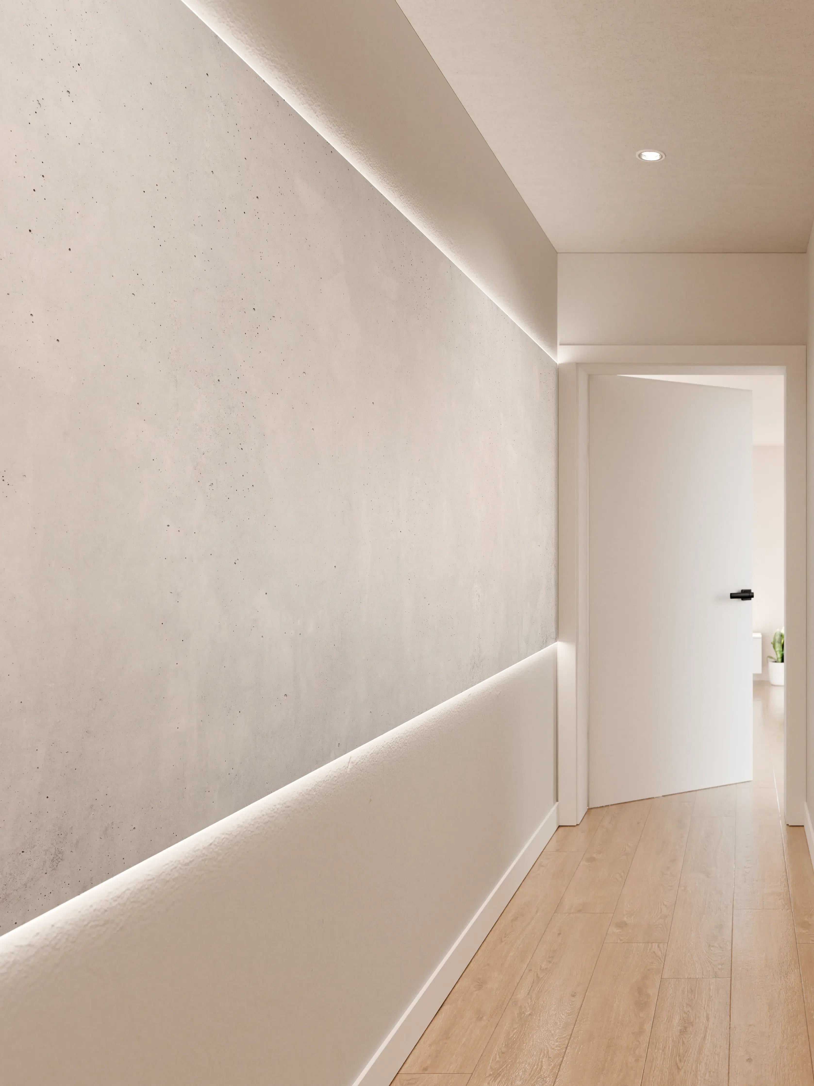 Wandverkleidung Flur - Panorama einer glatten grauen Betonwand