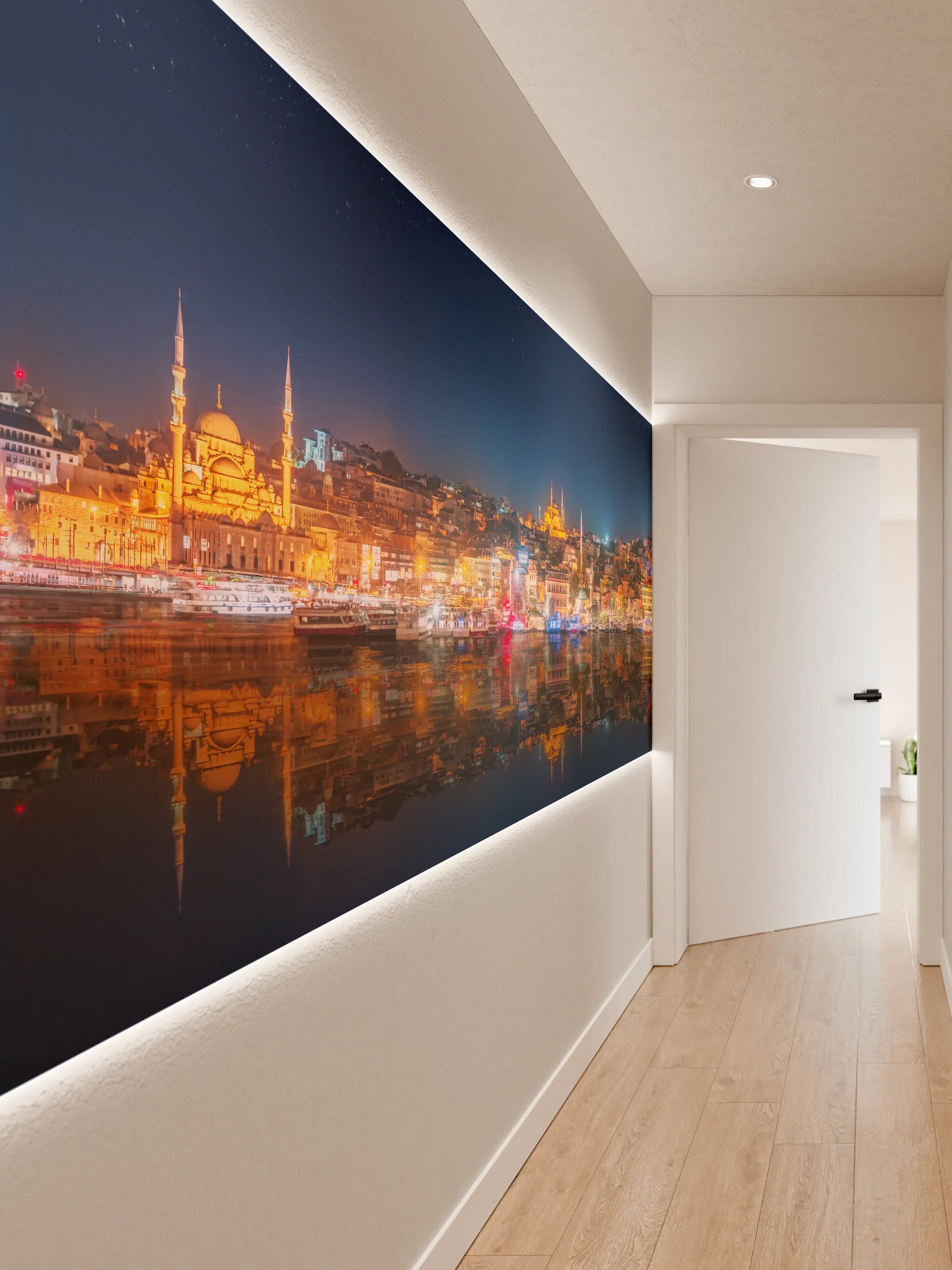 Wandverkleidung Flur - Panorama von Istanbul & Bosporus bei Nacht