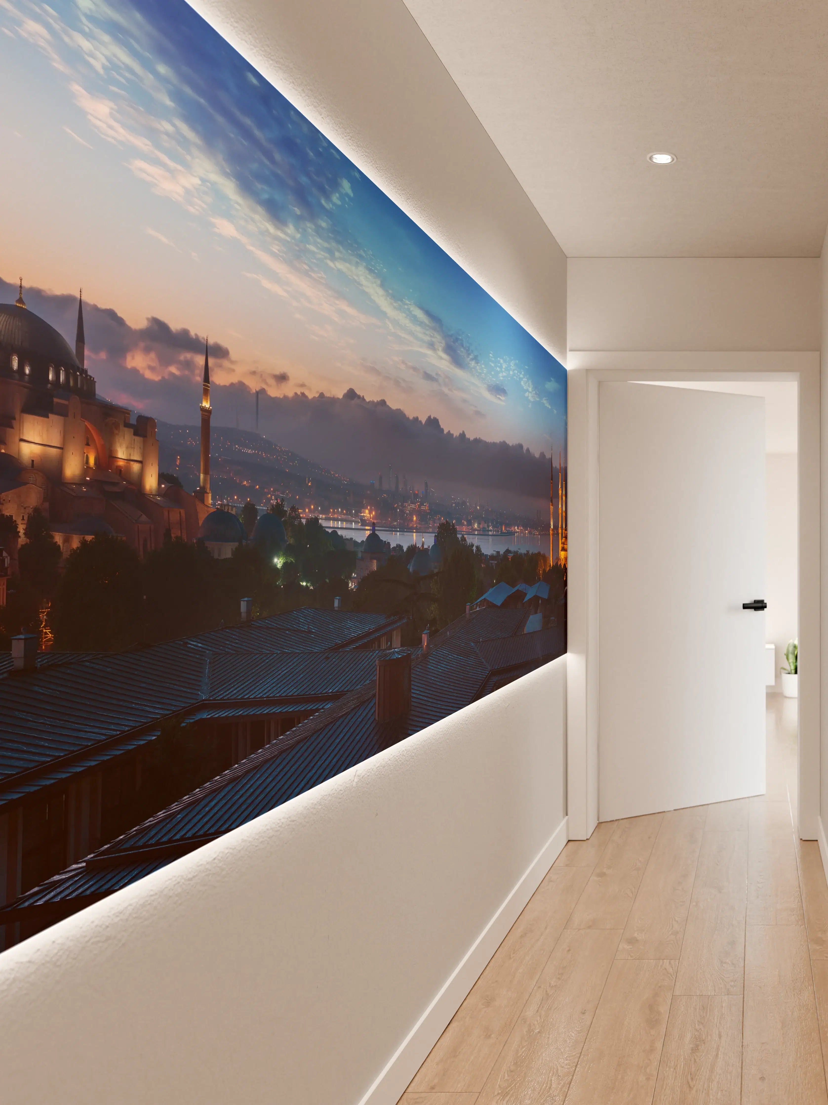 Wandverkleidung Flur - Panorama von Istanbul im Nacht