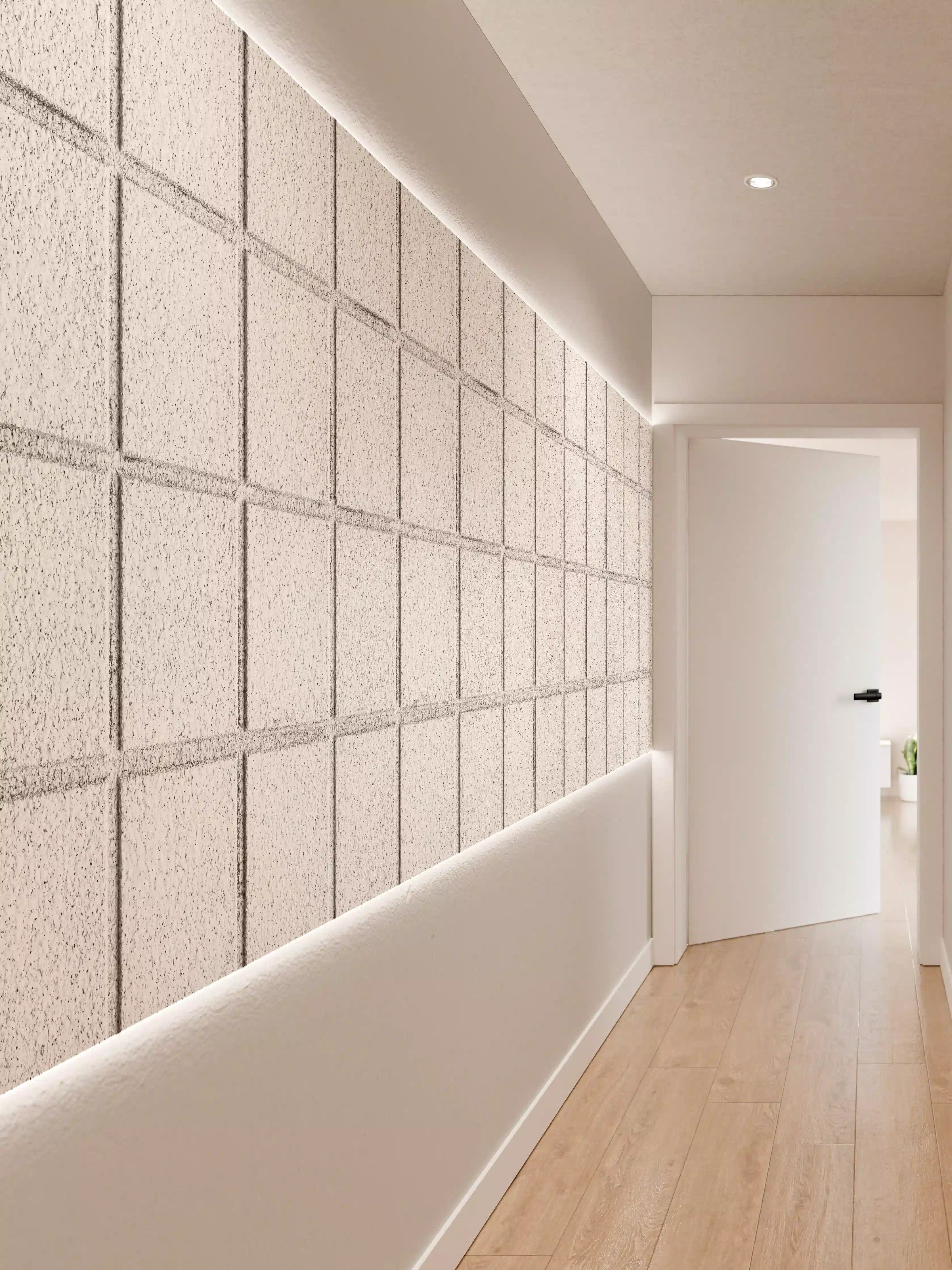 Wandverkleidung Flur - Panorama von weißem Betonblock Wand