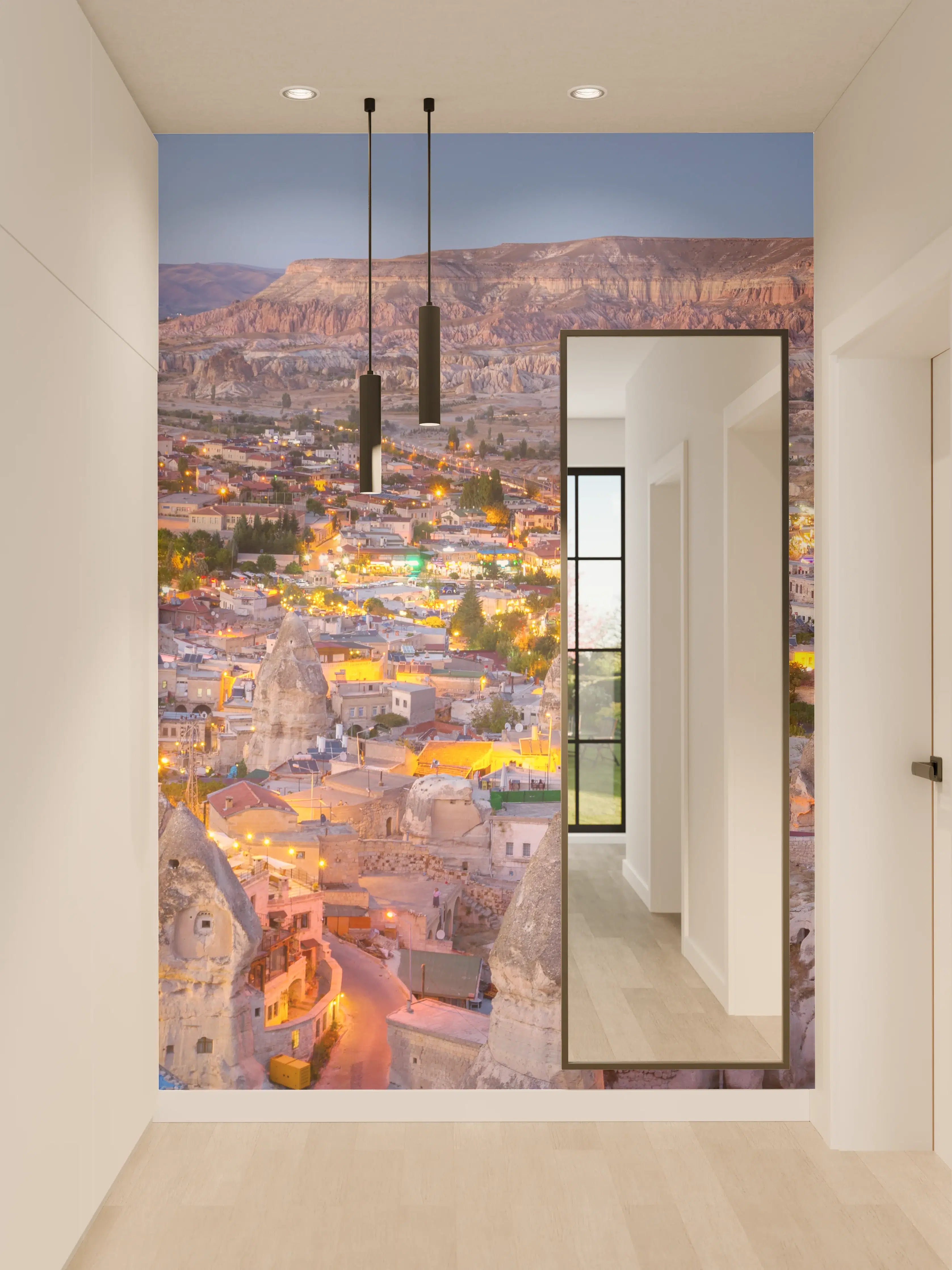 Wandverkleidung Flur - Panoramablick auf Göreme - Kapadokien