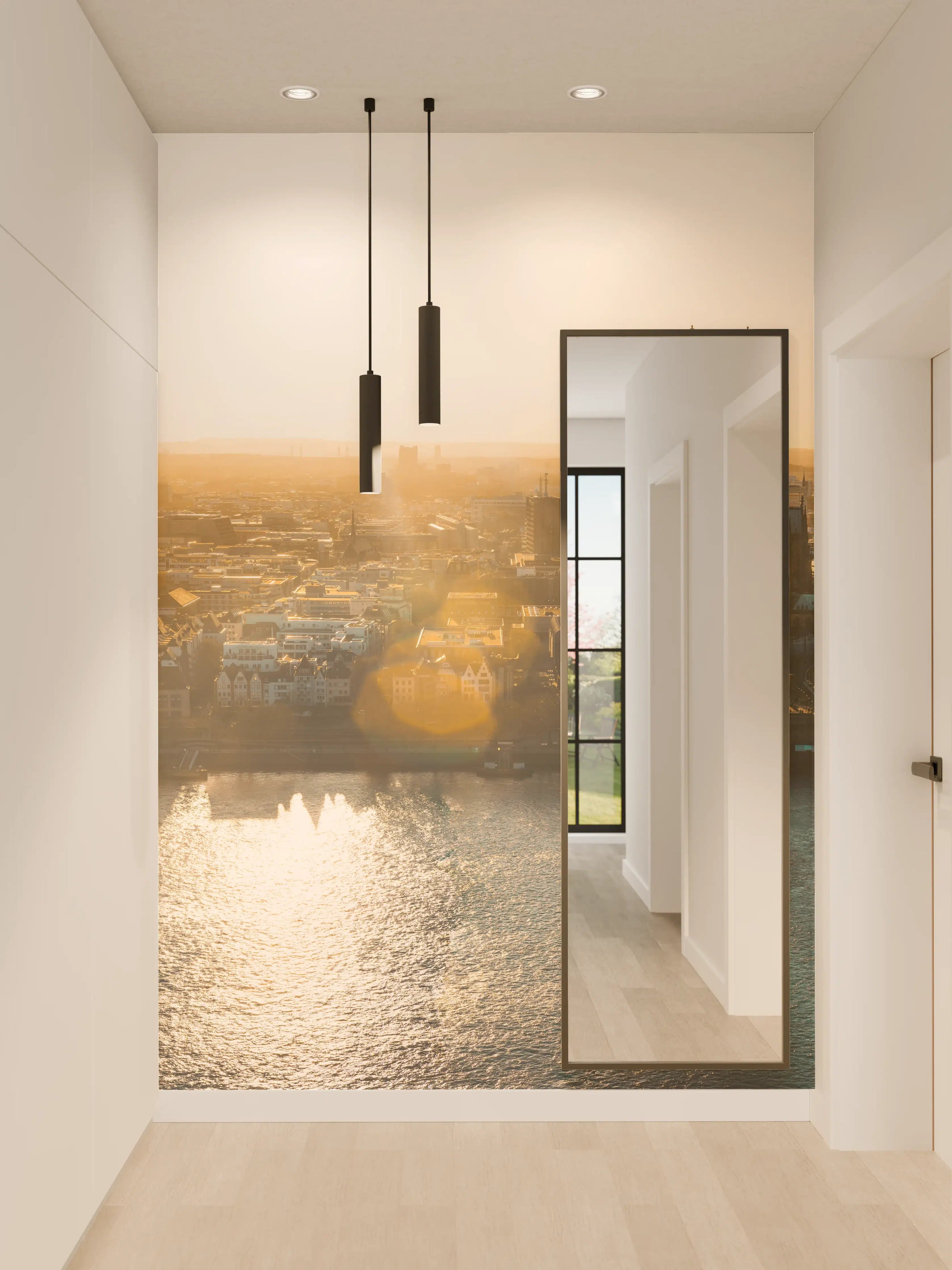 Wandverkleidung Flur - Panoramablick auf Köln bei Sonnenaufgang