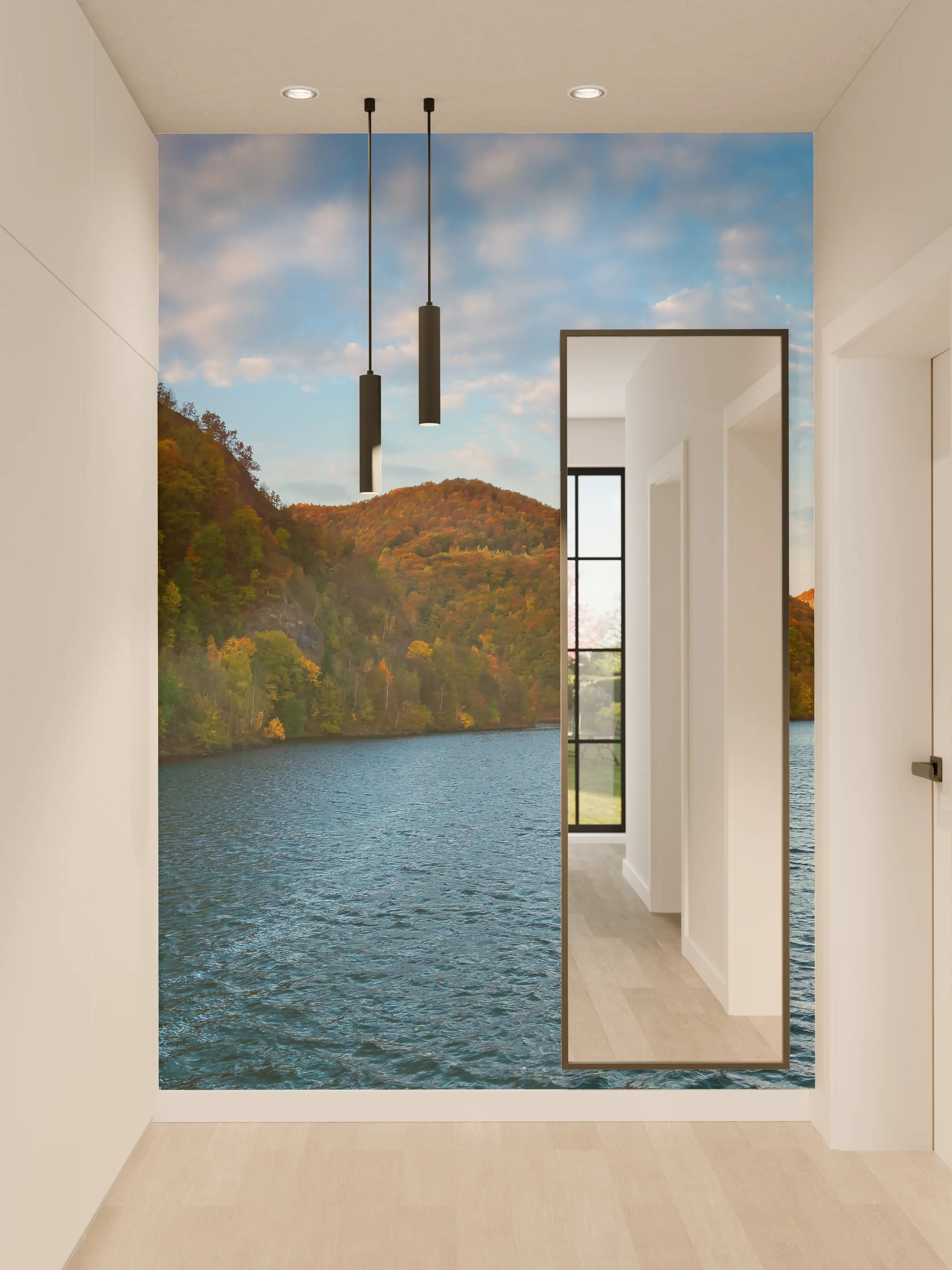 Wandverkleidung Flur - Panoramablick auf einen ruhigen Fluss in der Natur