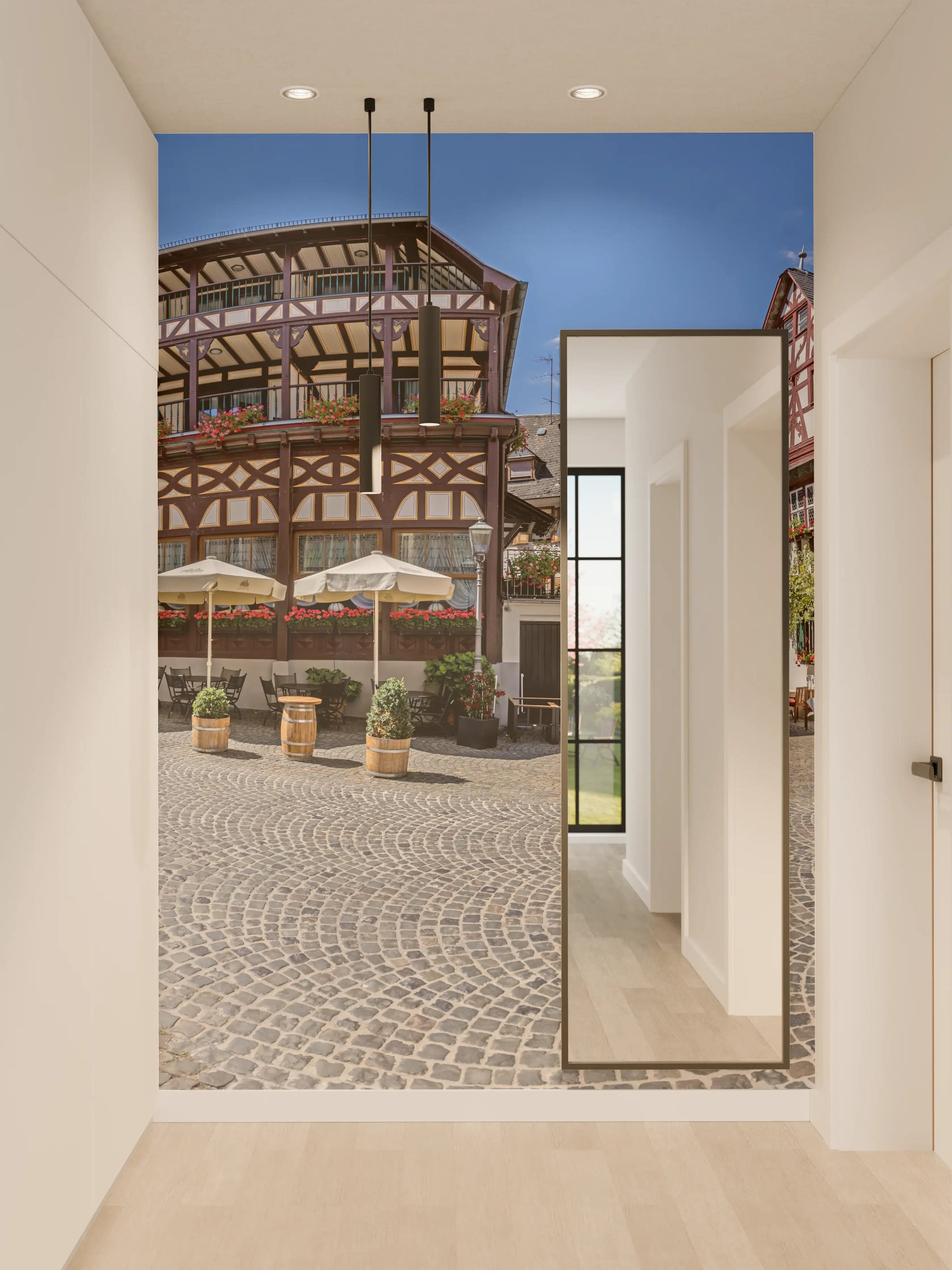 Wandverkleidung Flur - Panoramablick über Bacharach