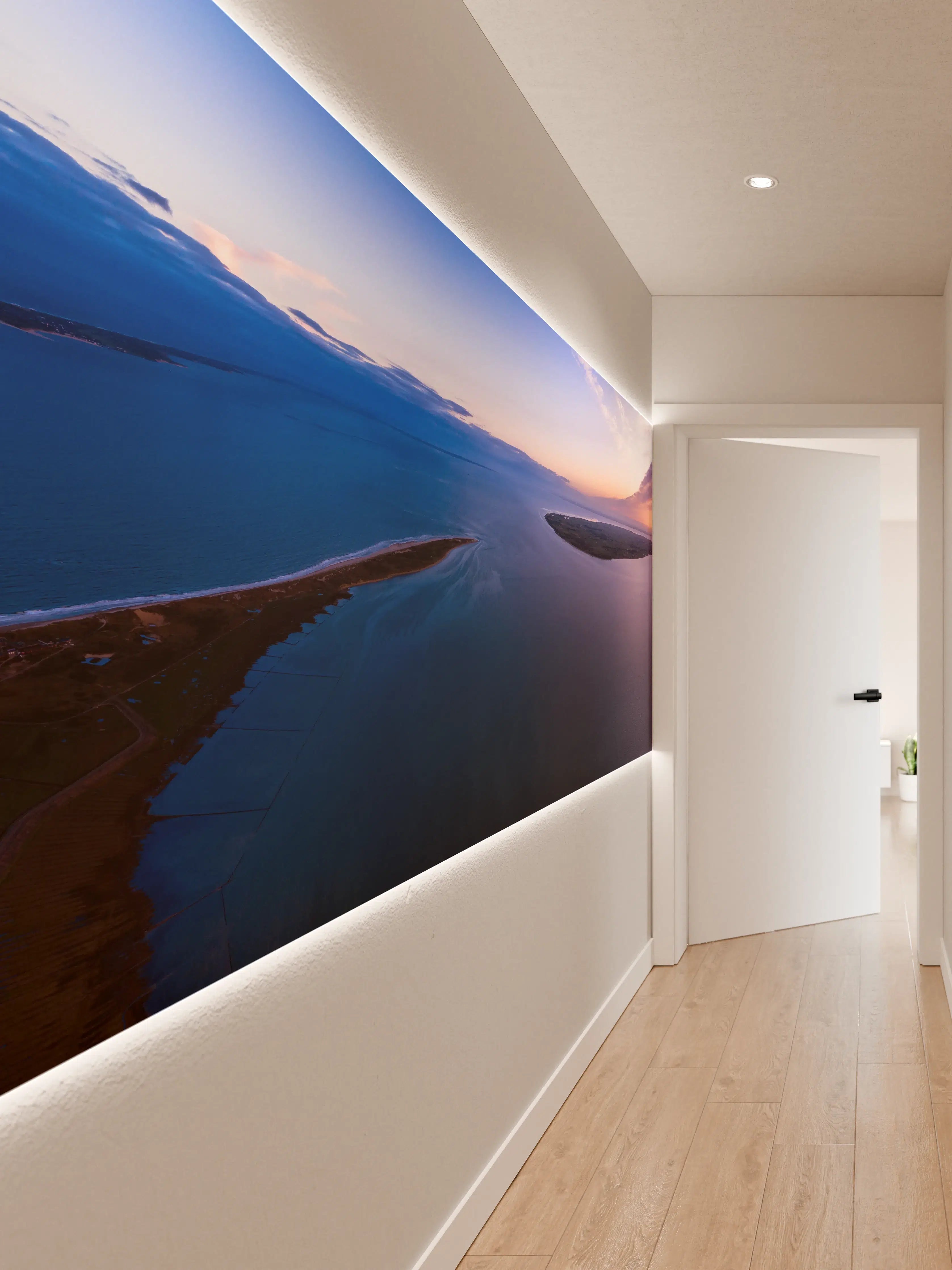 Wandverkleidung Flur - Panoramablick über friedliche Wasserlandschaft