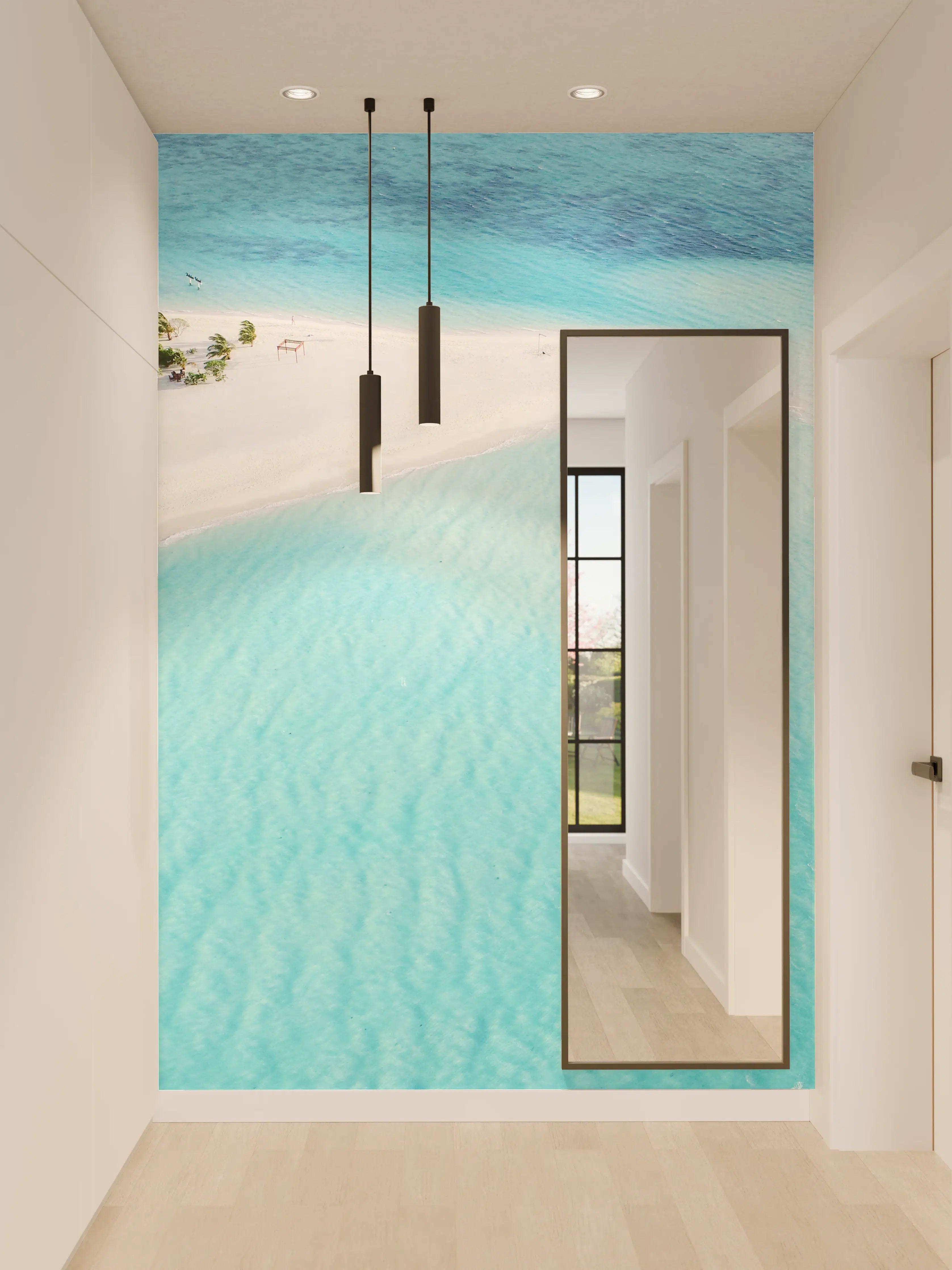 Wandverkleidung Flur - Paradiesischer Strand mit türkisfarbenem Wasser