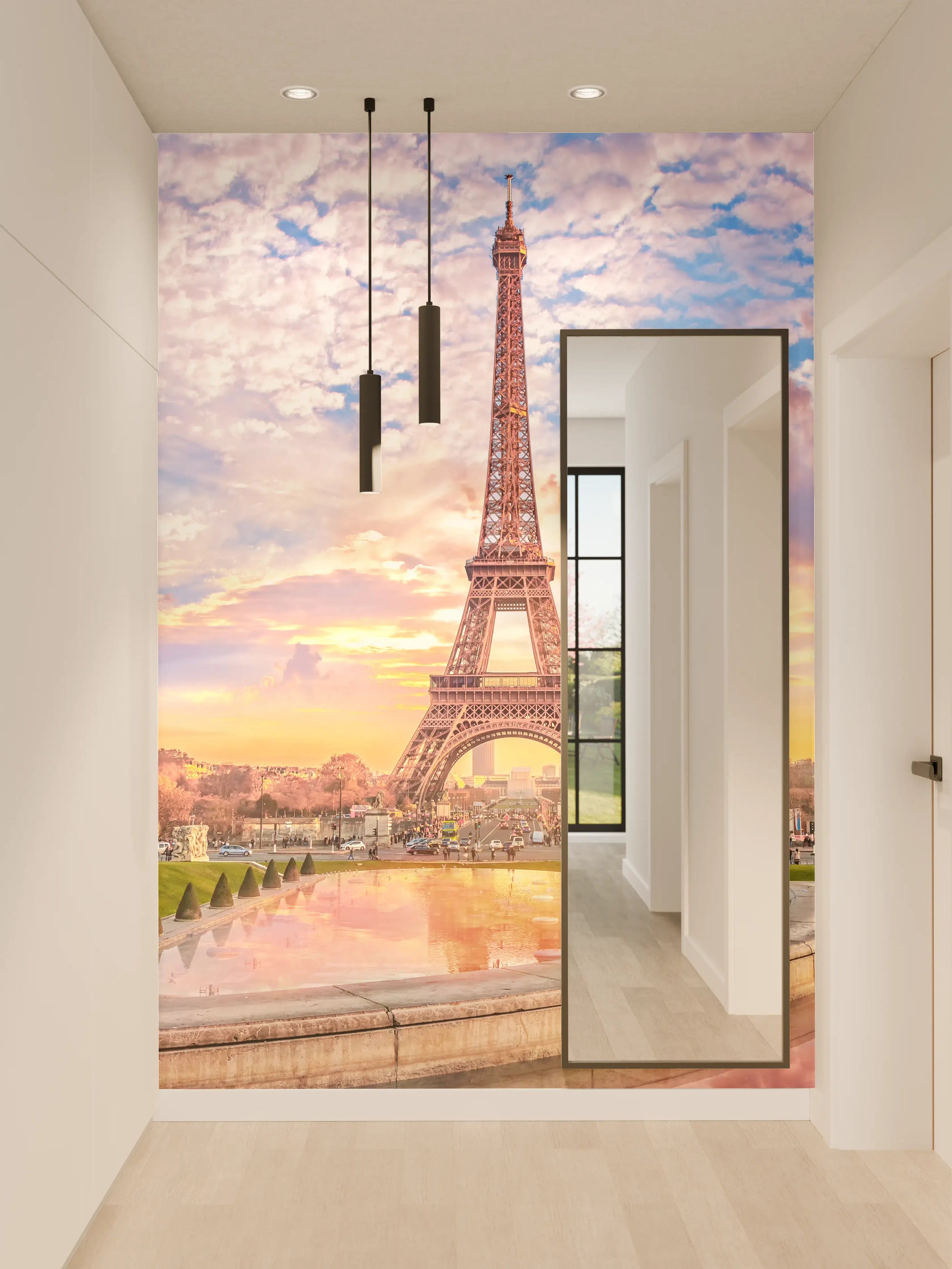Wandverkleidung Flur - Paris Eiffelturm Sonnenuntergang