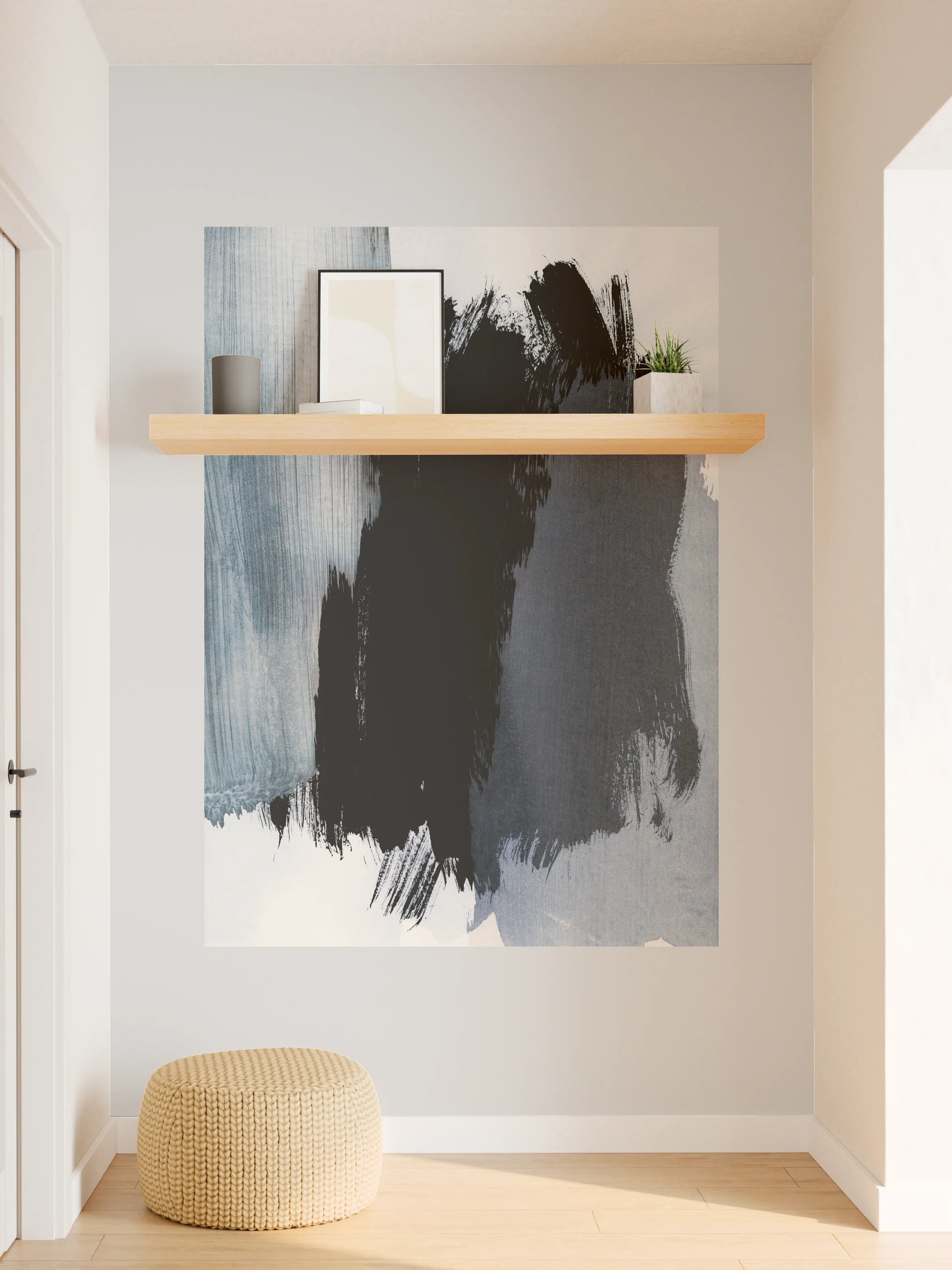 Wandverkleidung Flur - Pastell-Blaugraue Abstraktion
