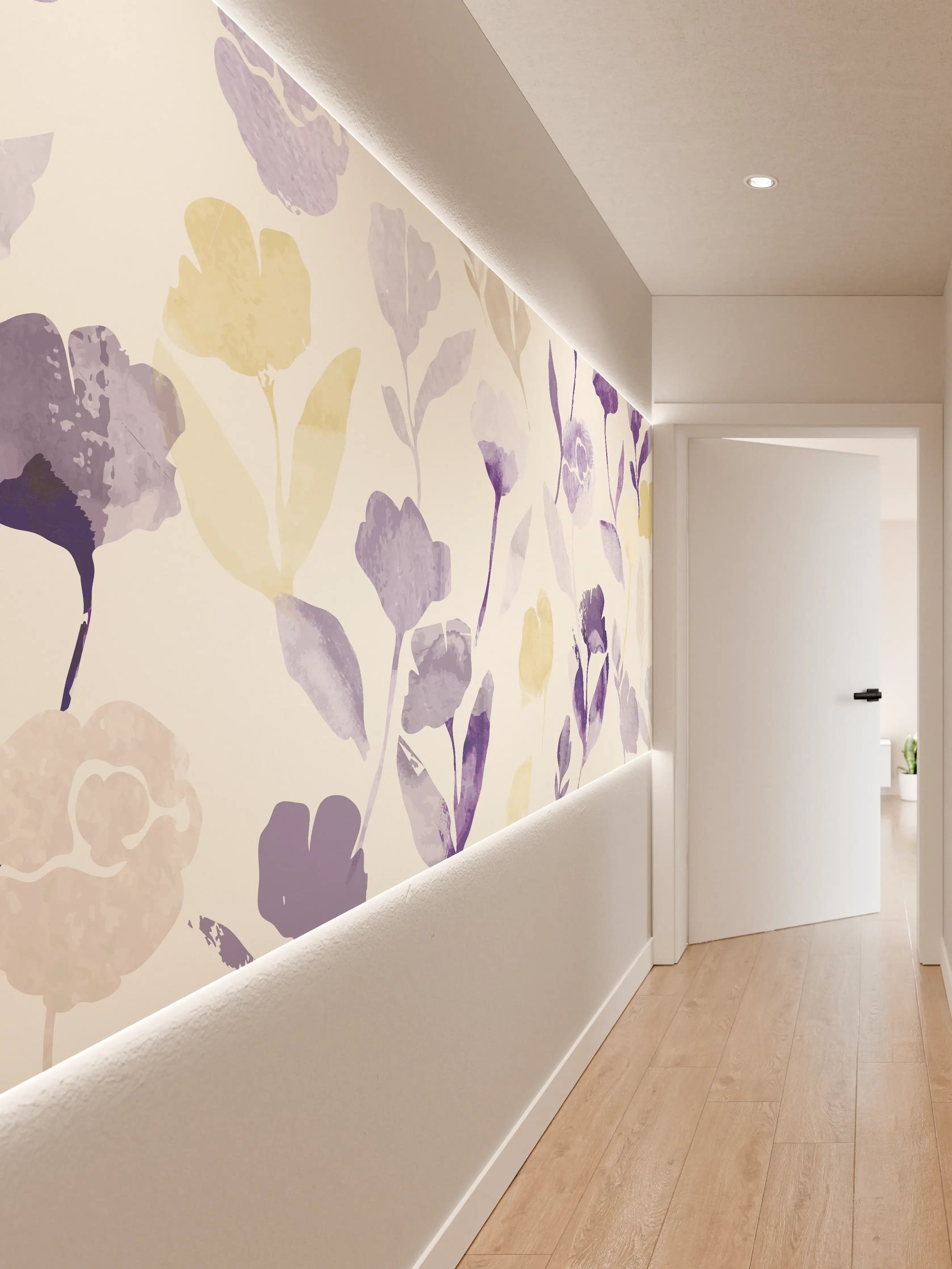 Wandverkleidung Flur - Pastell Blumen Aquarell Design
