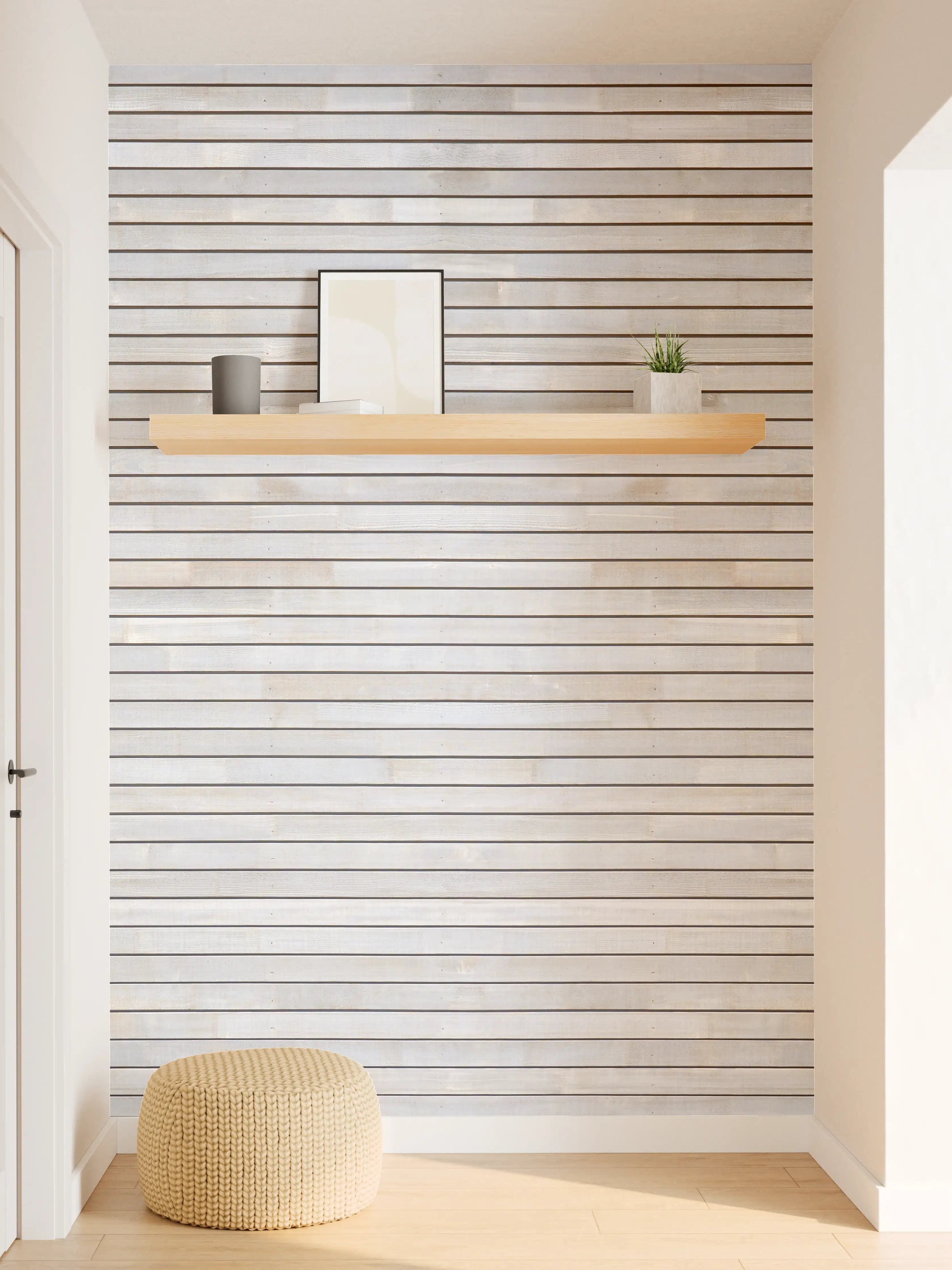 Wandverkleidung Flur - Pastellfarbige Holzfassade