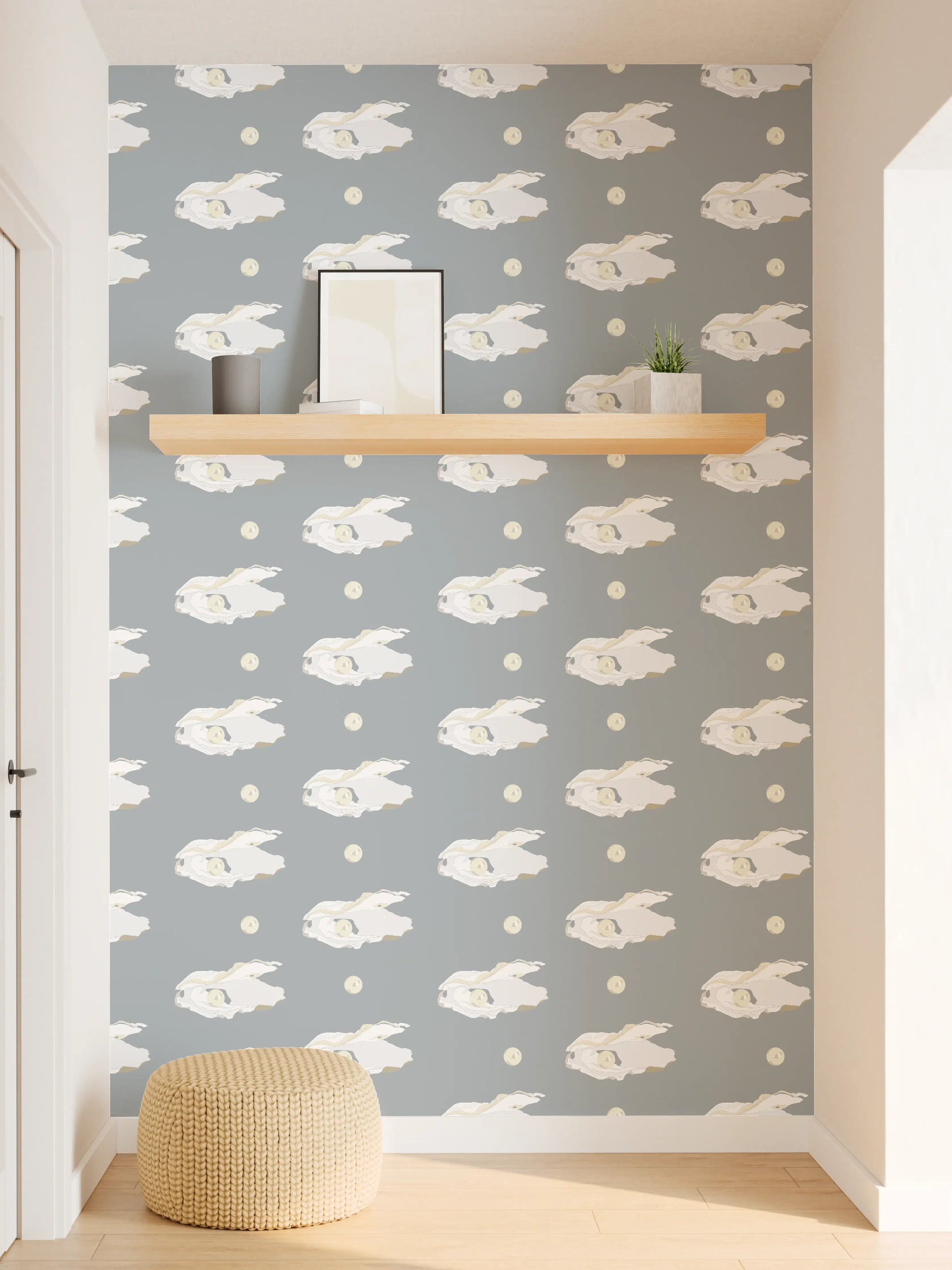 Wandverkleidung Flur - Perlen-Muschelmuster Grau