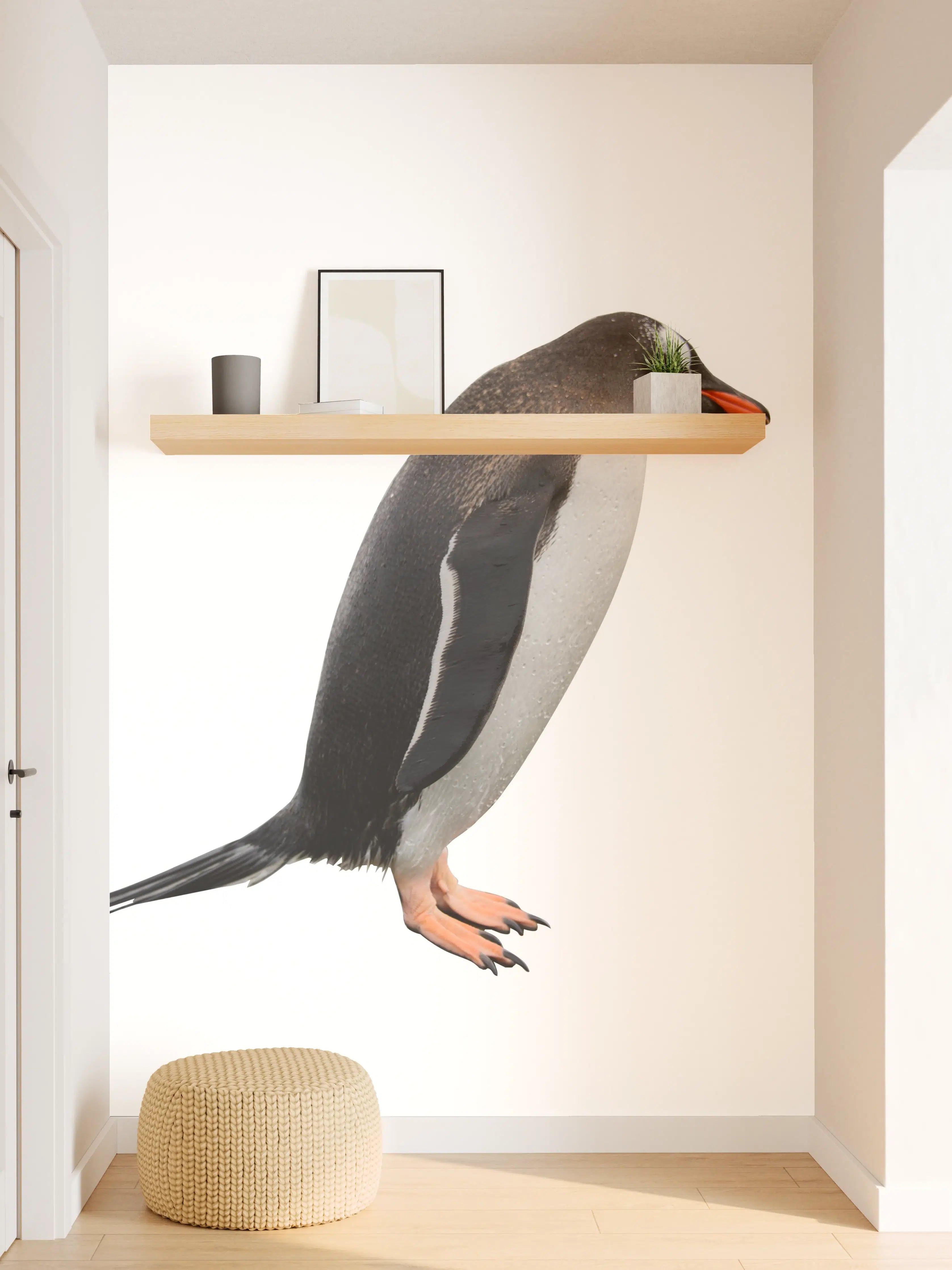 Wandverkleidung Flur - Pinguine auf weißem Hintergrund
