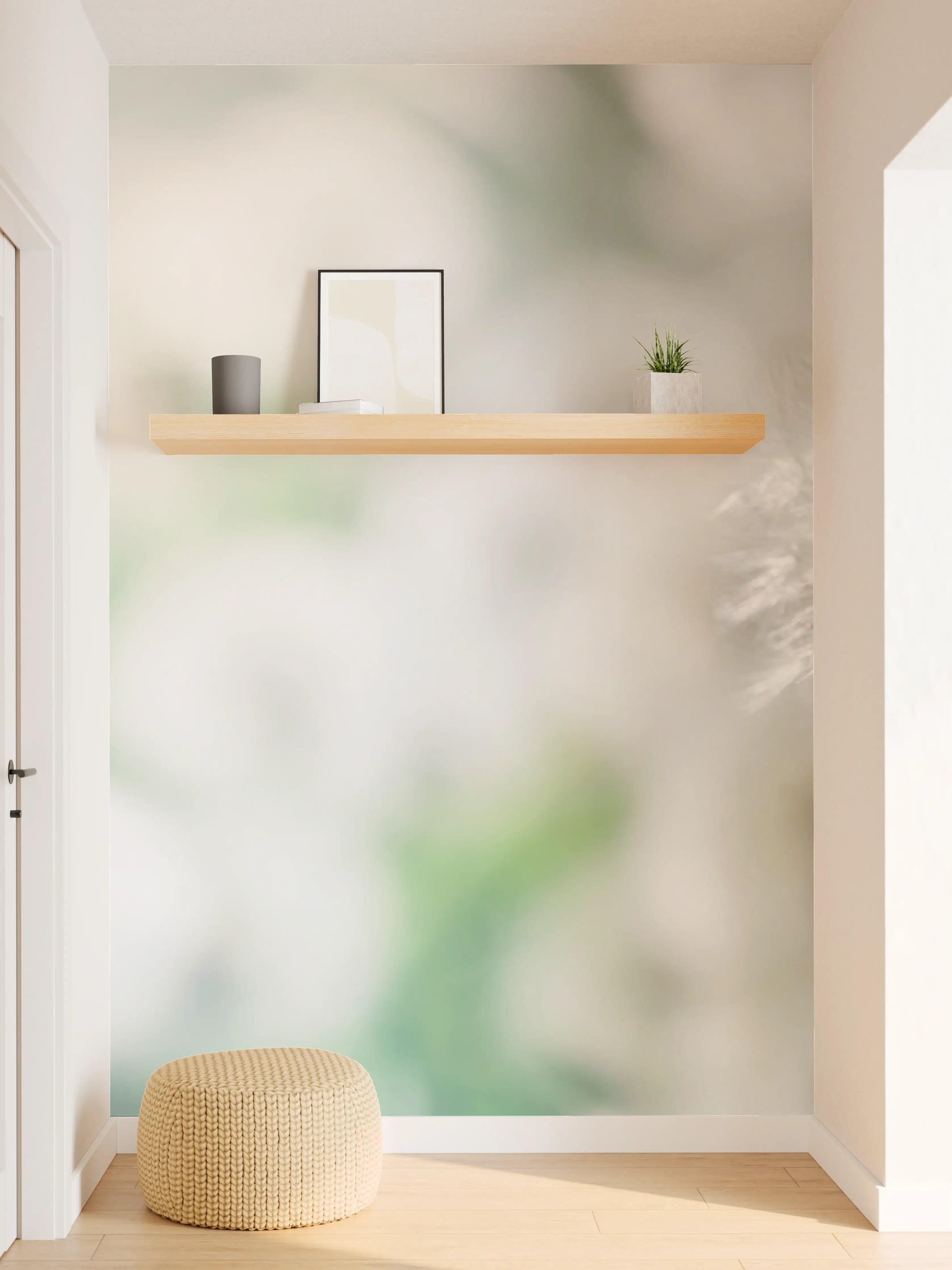 Wandverkleidung Flur - Pusteblume in Türkis-Weiß