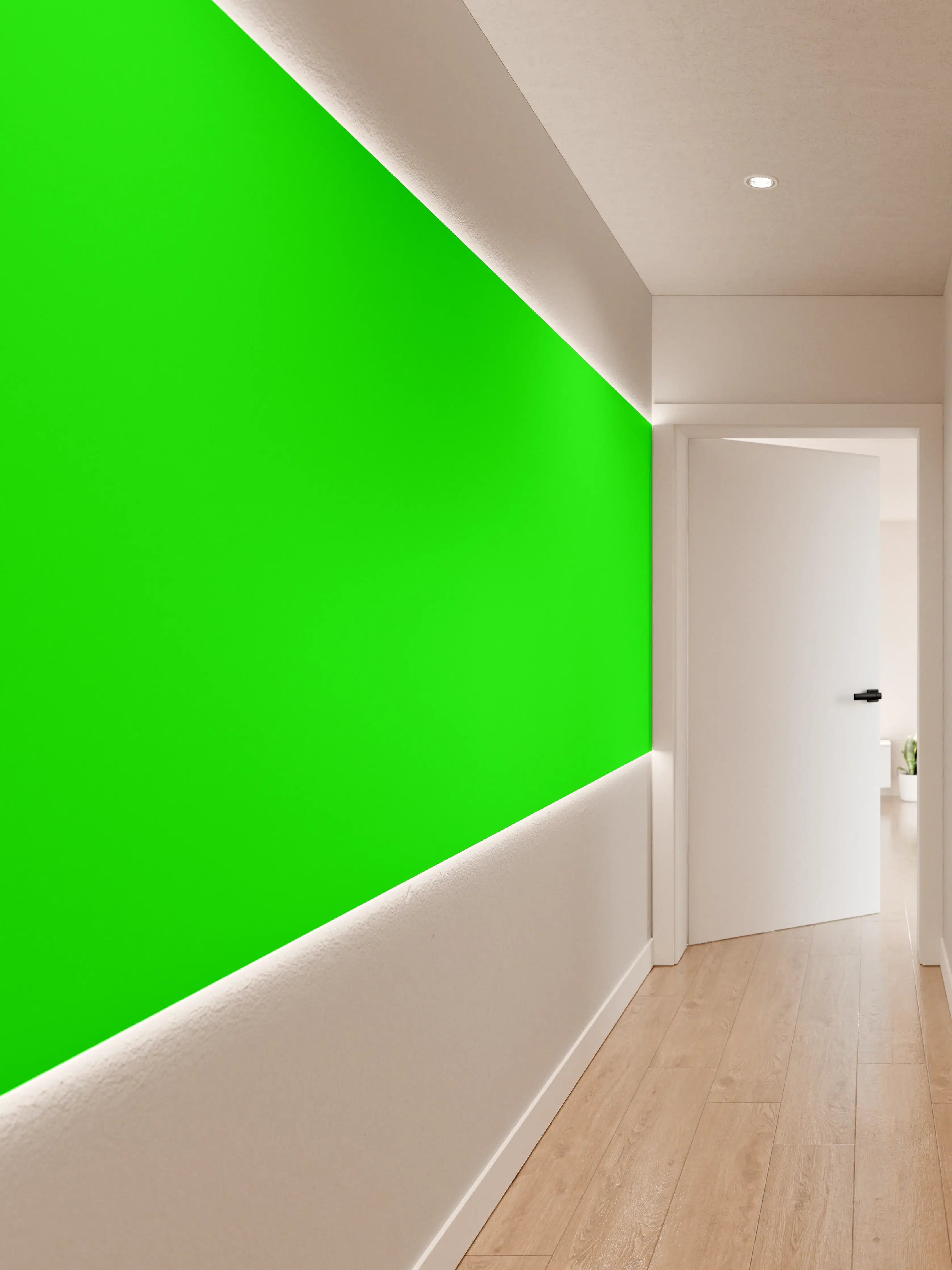 Wandverkleidung Flur - RAL 6038 (leuchtendes Grün)