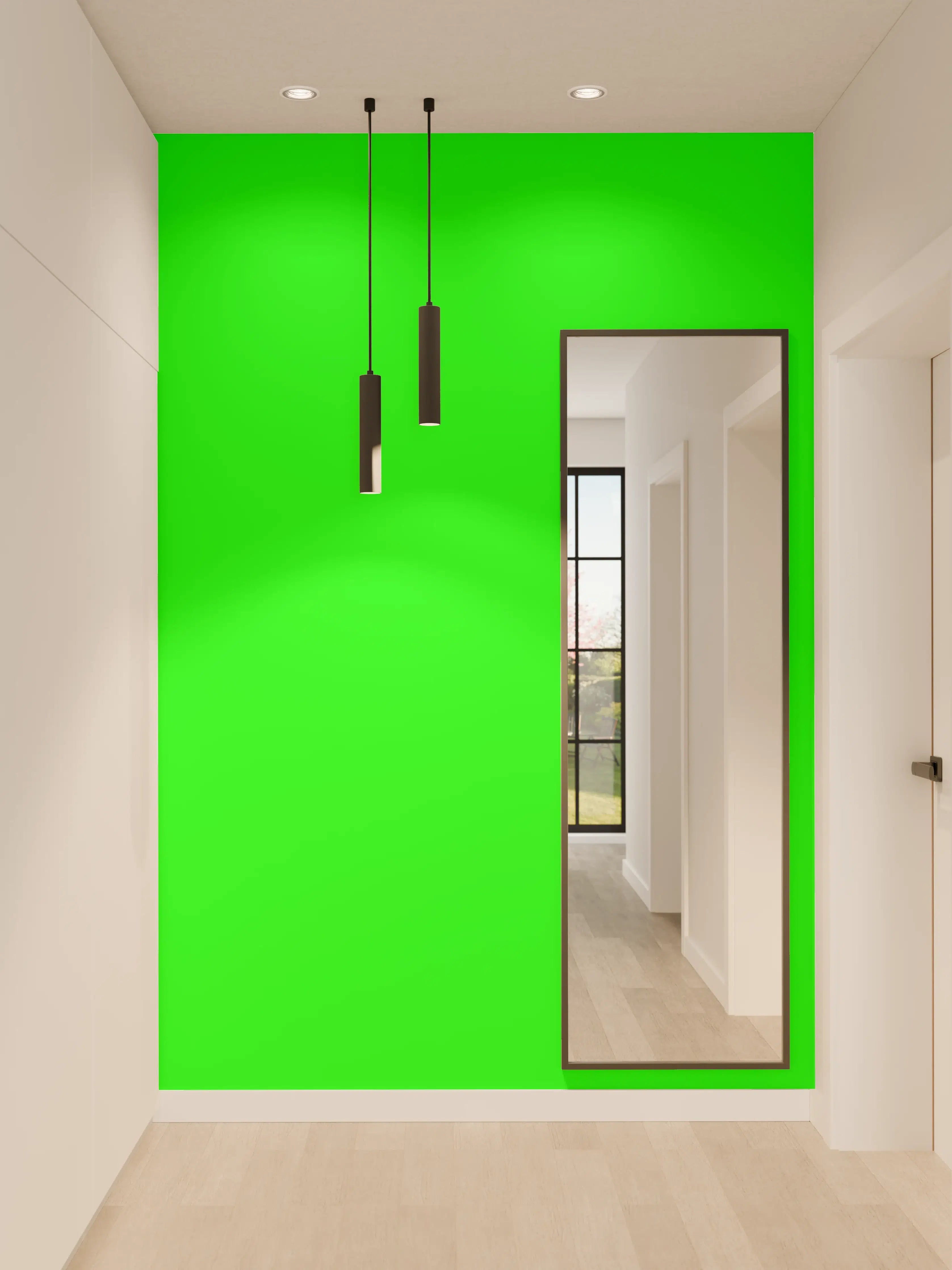 Wandverkleidung Flur - RAL 6038 (leuchtendes Grün)