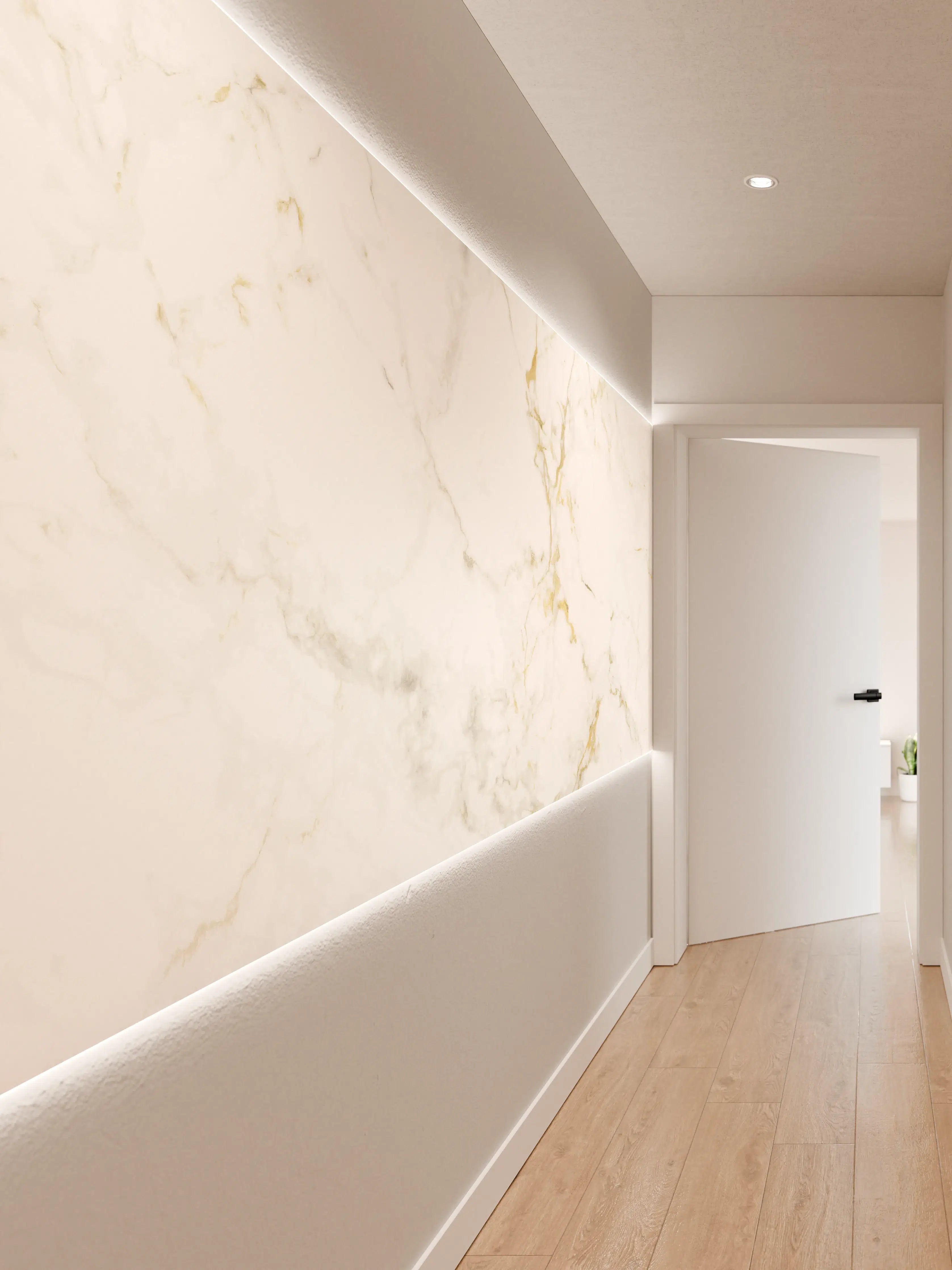 Wandverkleidung Flur - Realistische Goldmarmor Textur