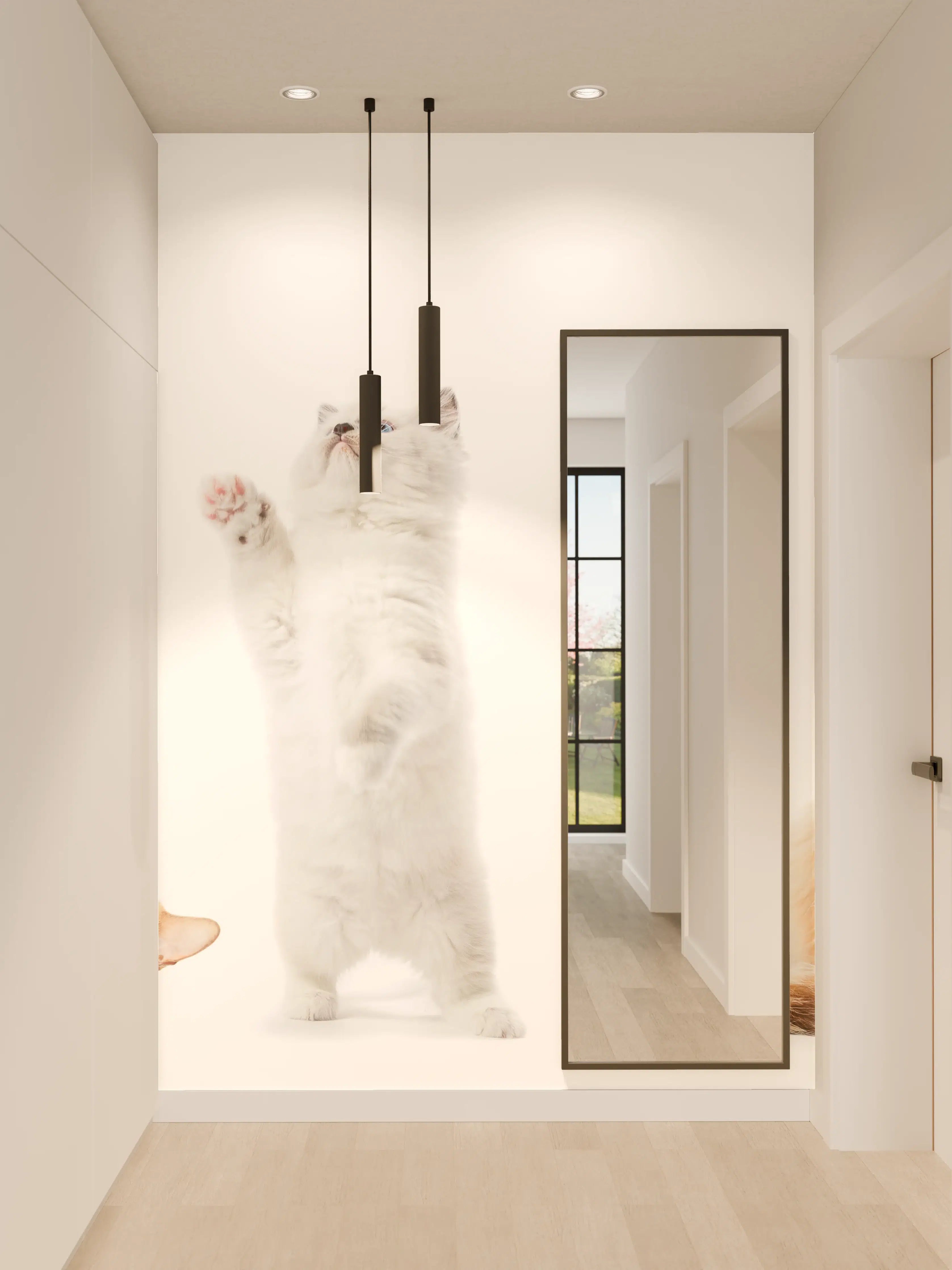 Wandverkleidung Flur - Reinrassige Katzen Weiß-Sammlung
